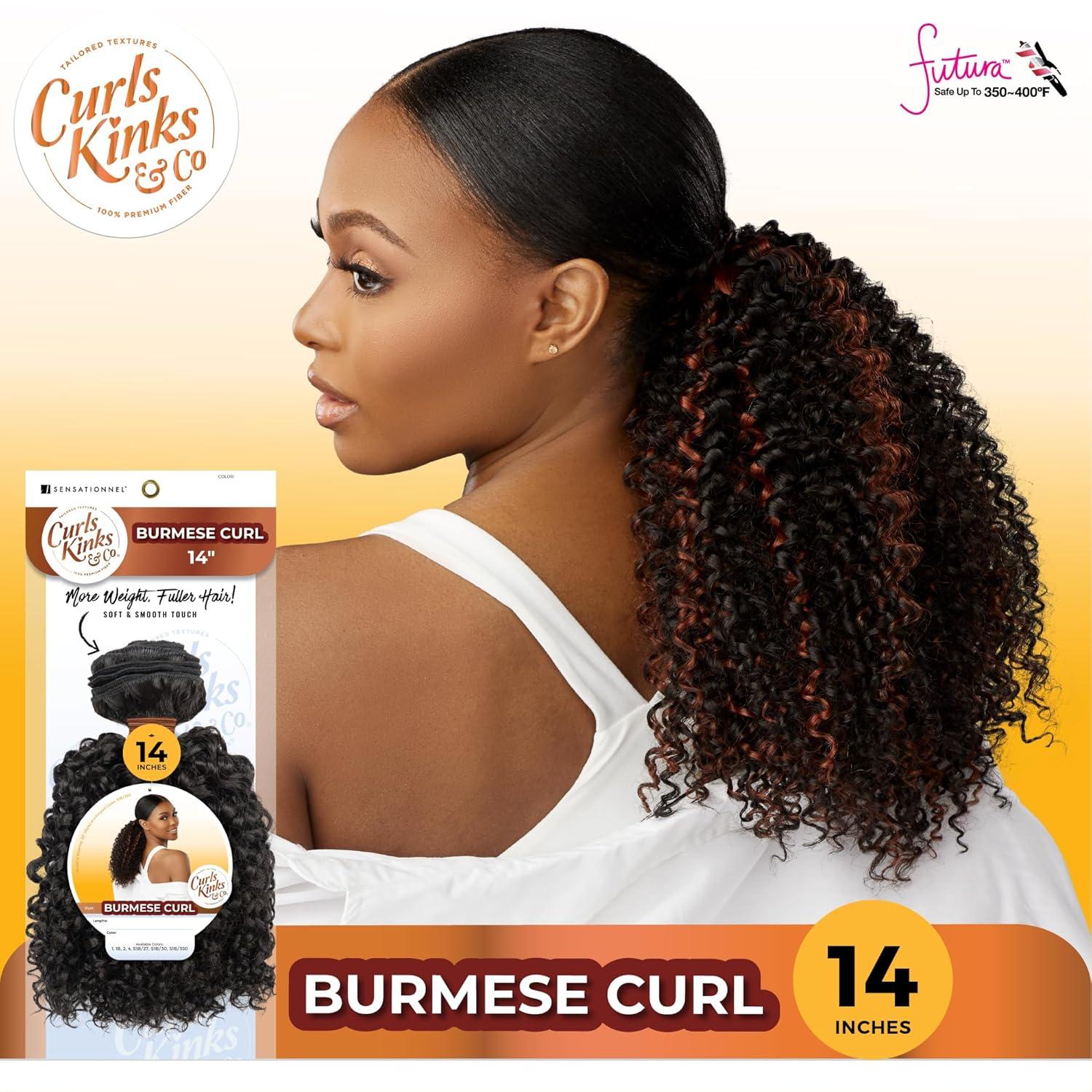 imageSensationnel Curls kinksandco synthetic bundles burmese curl quick weave hair or pony styles for natural 3c to 4c hair textures 1 pack 14 inch 1 JETBLACKS1B350