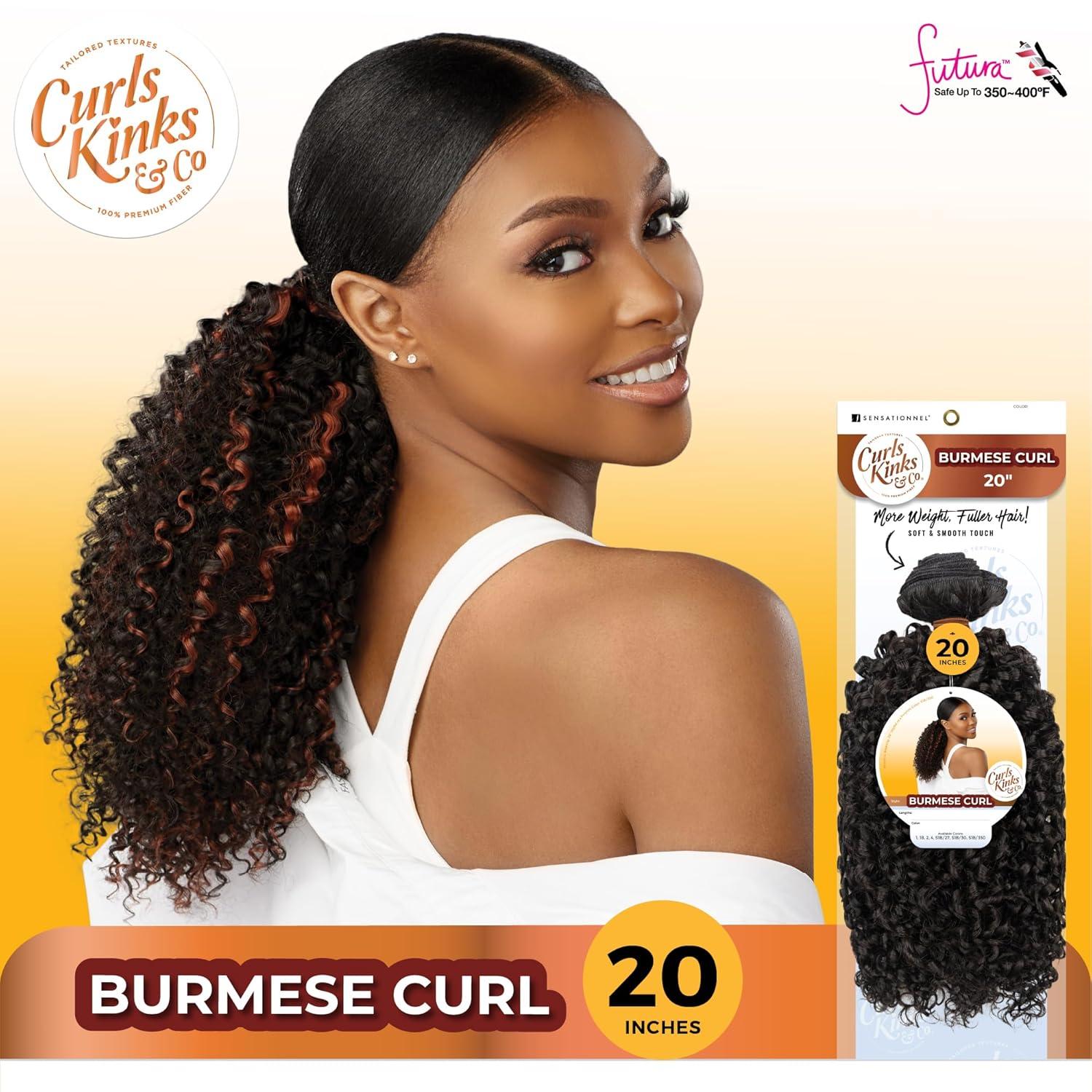 imageSensationnel Curls kinksandco synthetic bundles burmese curl quick weave hair or pony styles for natural 3c to 4c hair textures 1 pack 14 inch 1 JETBLACK2 DARKBROWN