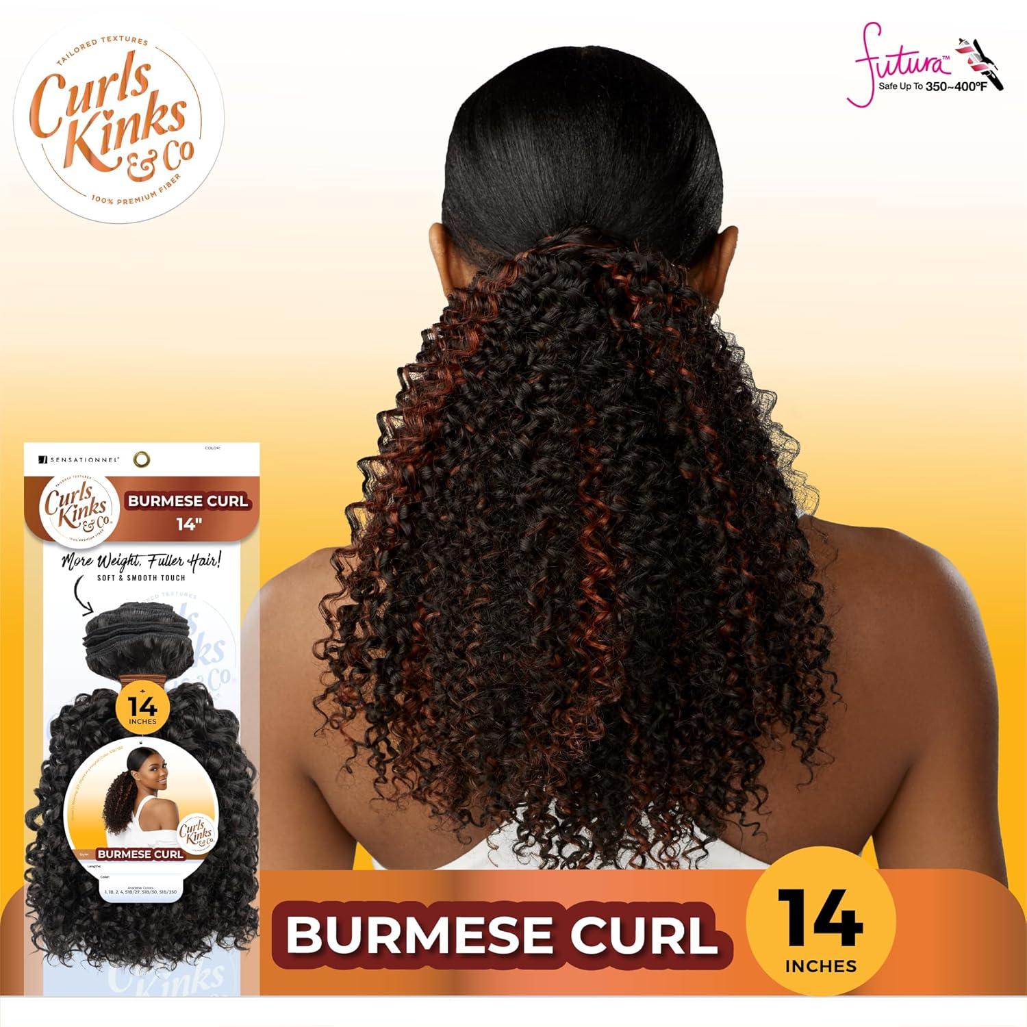 imageSensationnel Curls kinksandco synthetic bundles burmese curl quick weave hair or pony styles for natural 3c to 4c hair textures 1 pack 14 inch 1 JETBLACKS1B350