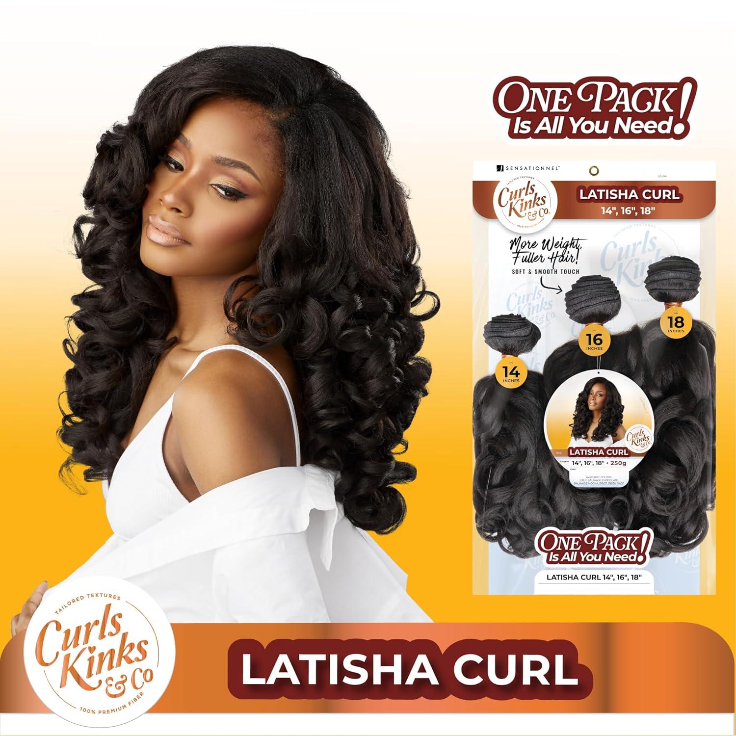 imageSensationnel Curls kinksandco synthetic bundles latisha curl quick weave hair or pony styles for natural 3c to 4c hair textures 14 16 18 inch 1 JETBLACKS1B30