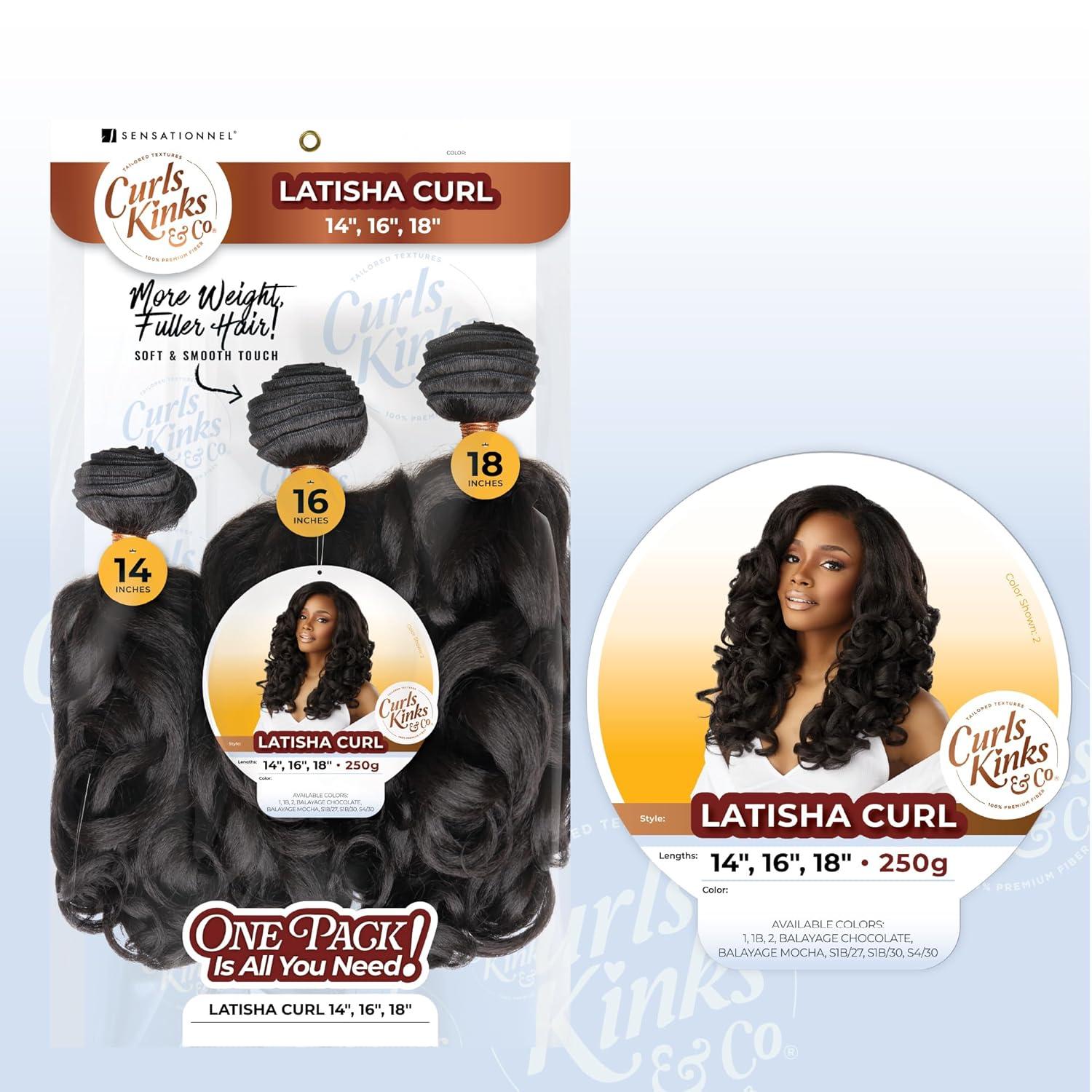 imageSensationnel Curls kinksandco synthetic bundles latisha curl quick weave hair or pony styles for natural 3c to 4c hair textures 14 16 18 inch 1 JETBLACK1B OFFBLACK