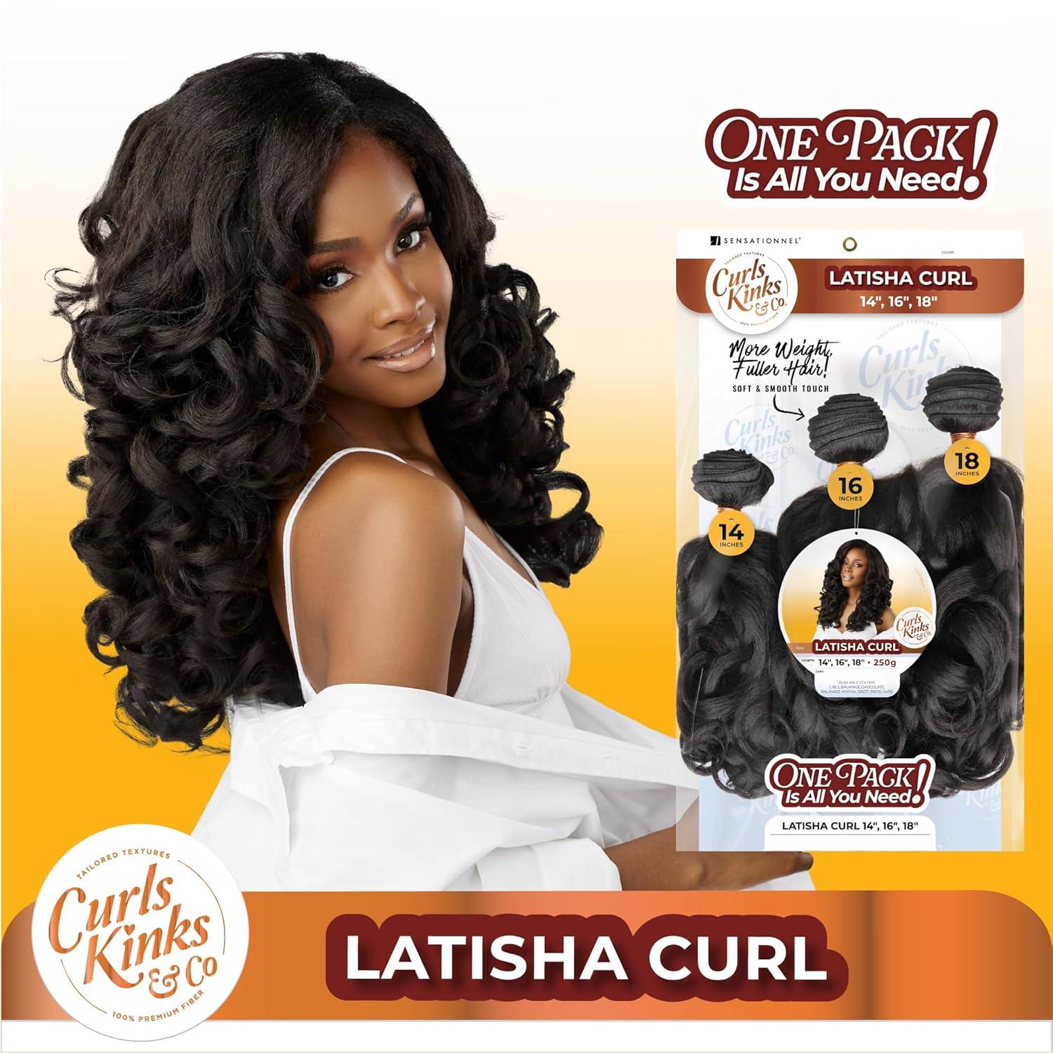imageSensationnel Curls kinksandco synthetic bundles latisha curl quick weave hair or pony styles for natural 3c to 4c hair textures 14 16 18 inch 1 JETBLACK1 JETBLACK