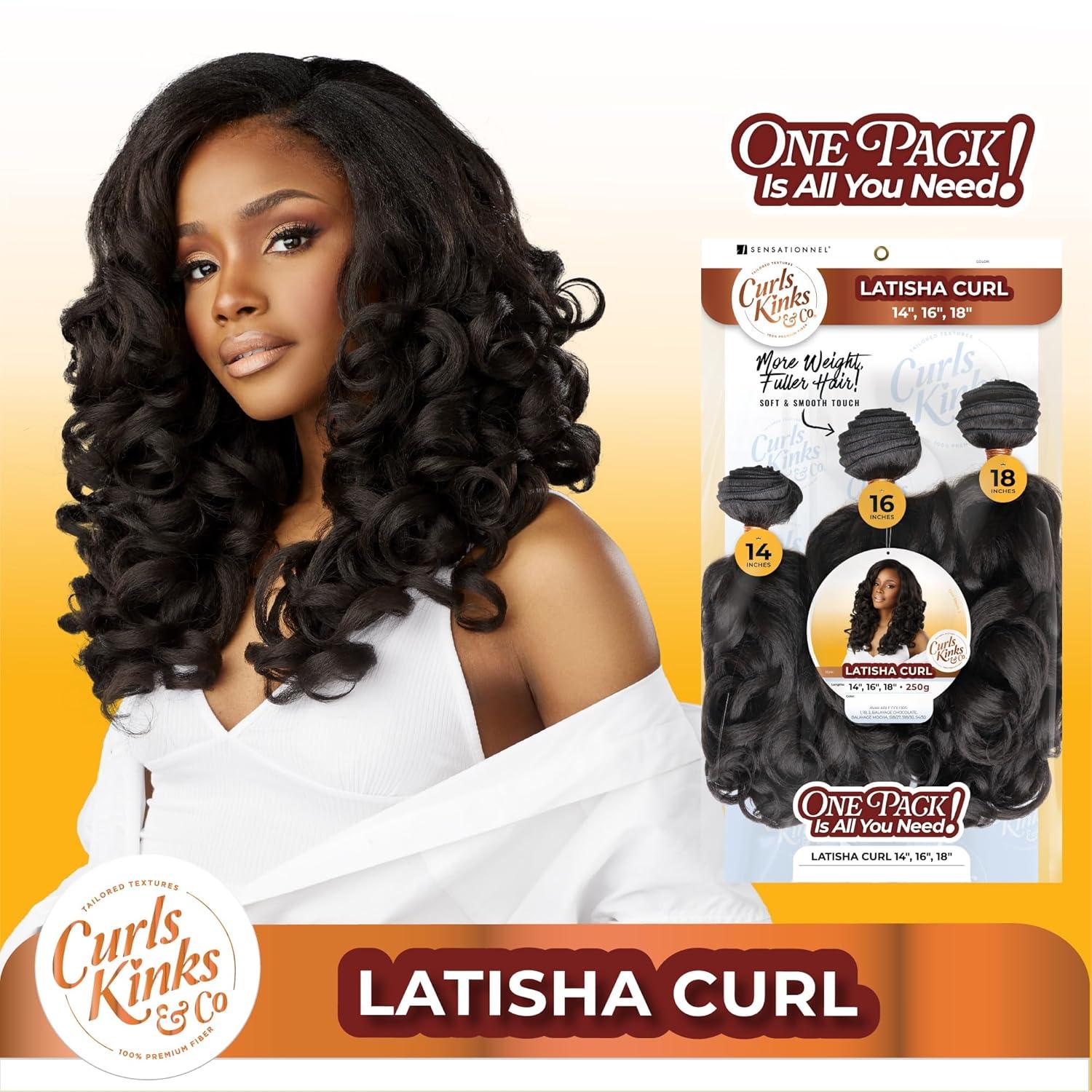 imageSensationnel Curls kinksandco synthetic bundles latisha curl quick weave hair or pony styles for natural 3c to 4c hair textures 14 16 18 inch 1 JETBLACK1 JETBLACK