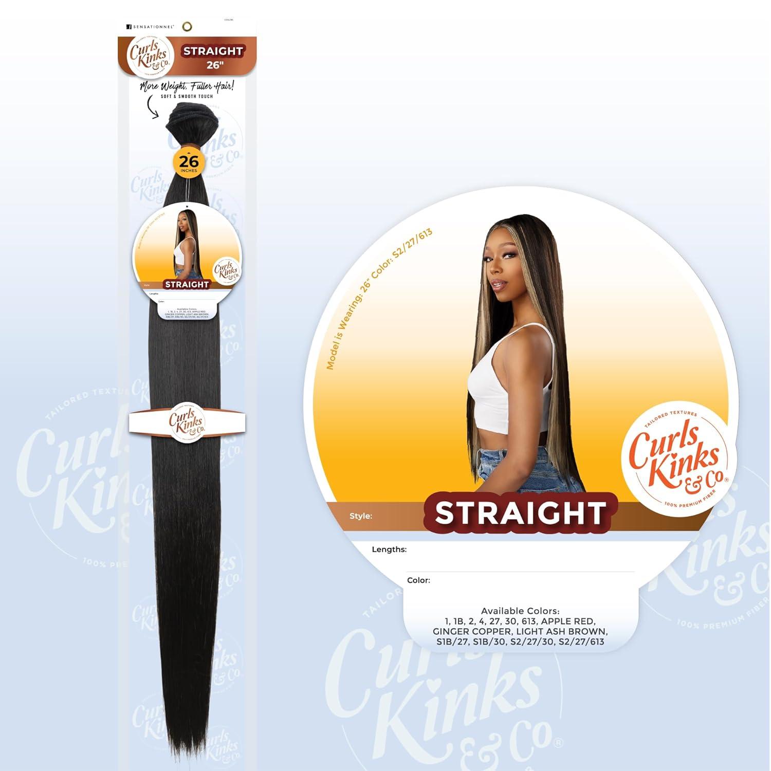 imageSensationnel Curls kinksandco synthetic bundles straight quick weave hair or pony styles for natural 3c to 4c hair textures 1 pack 14 inch 1 JETBLACK1 JETBLACK
