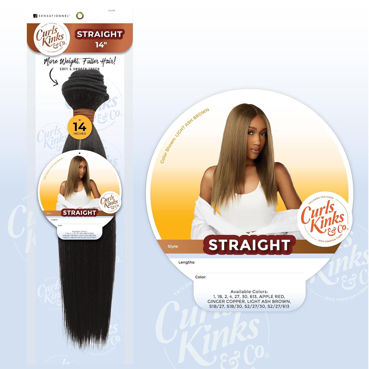 imageSensationnel Curls kinksandco synthetic bundles straight quick weave hair or pony styles for natural 3c to 4c hair textures 1 pack 14 inch 1 JETBLACKAPPLERED