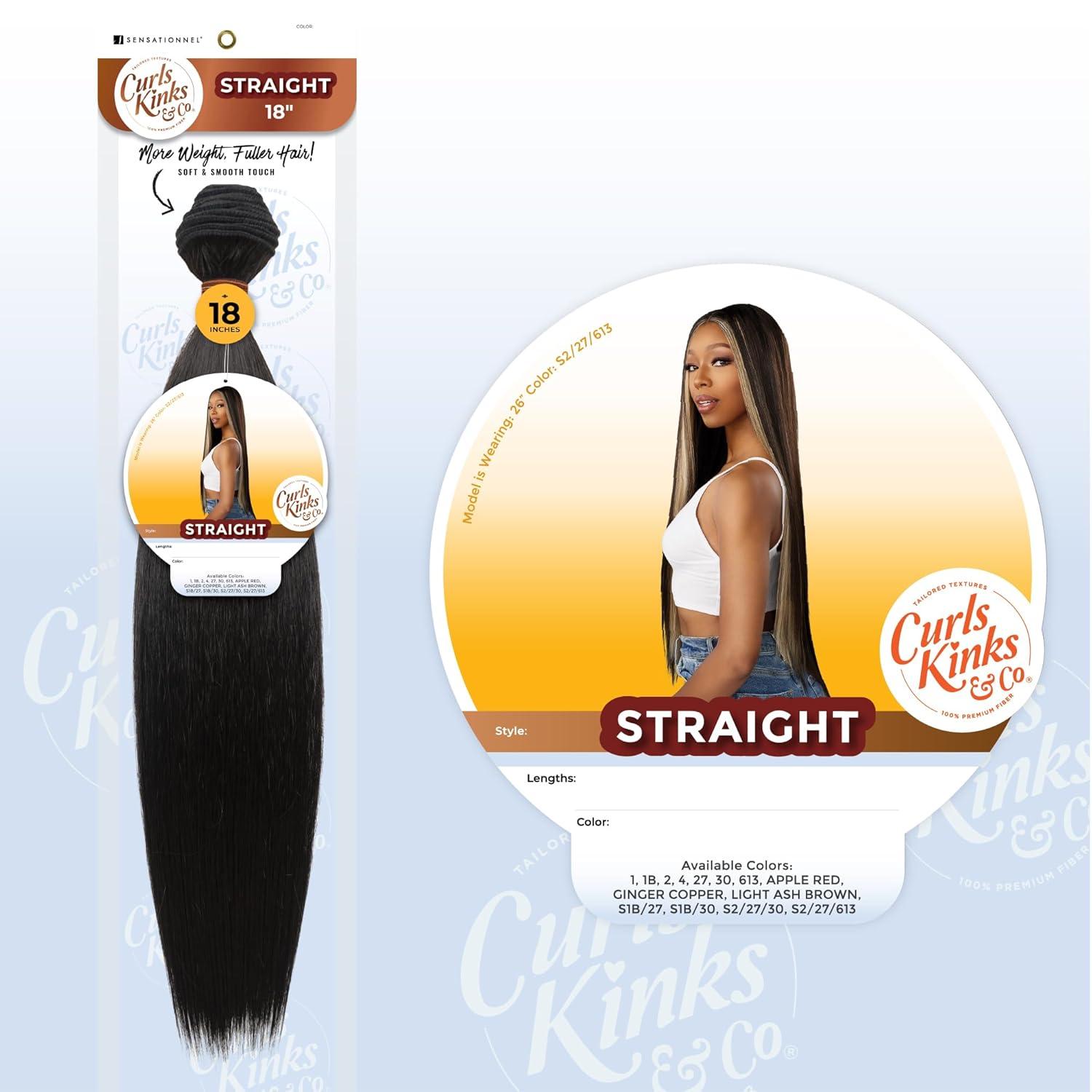 imageSensationnel Curls kinksandco synthetic bundles straight quick weave hair or pony styles for natural 3c to 4c hair textures 1 pack 14 inch 1 JETBLACK1 JETBLACK