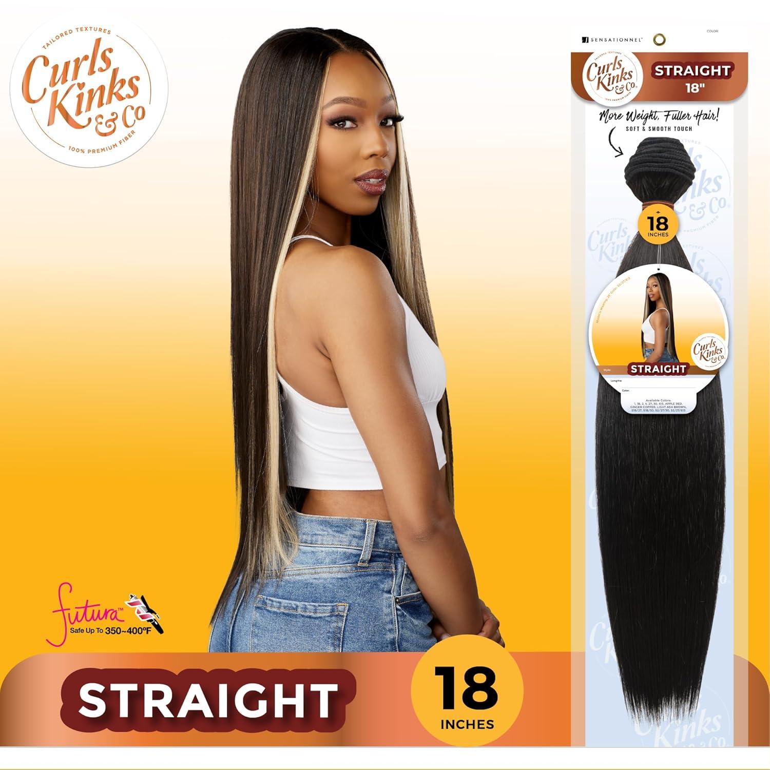 imageSensationnel Curls kinksandco synthetic bundles straight quick weave hair or pony styles for natural 3c to 4c hair textures 1 pack 14 inch 1 JETBLACKAPPLERED
