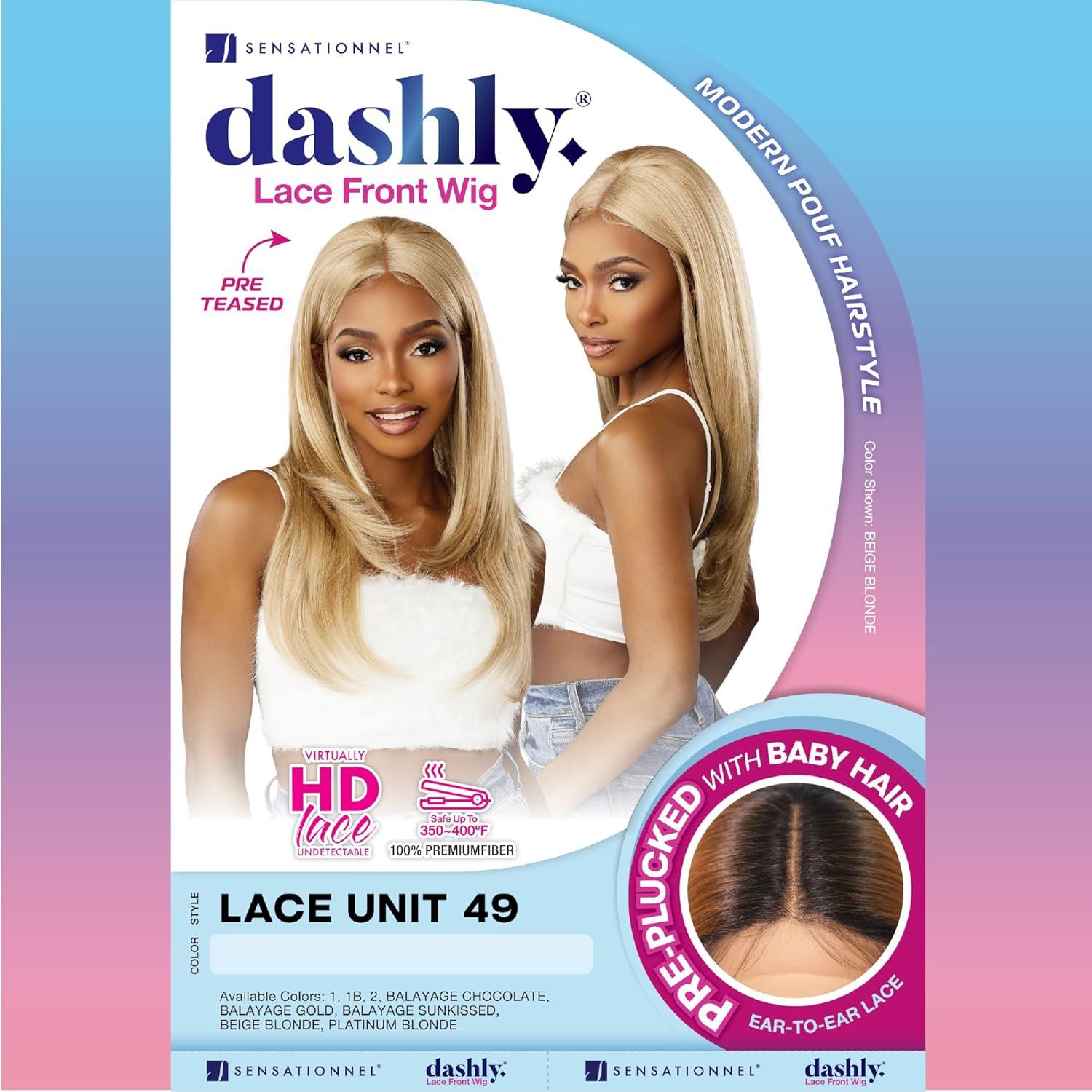 imageSensationnel Dashly Lace Front Wig Unit 49 Pre Teased Pouf Style Laceparting Ear to Ear Synthetic 1 JETBLACKBALAYAGESUNKISSED