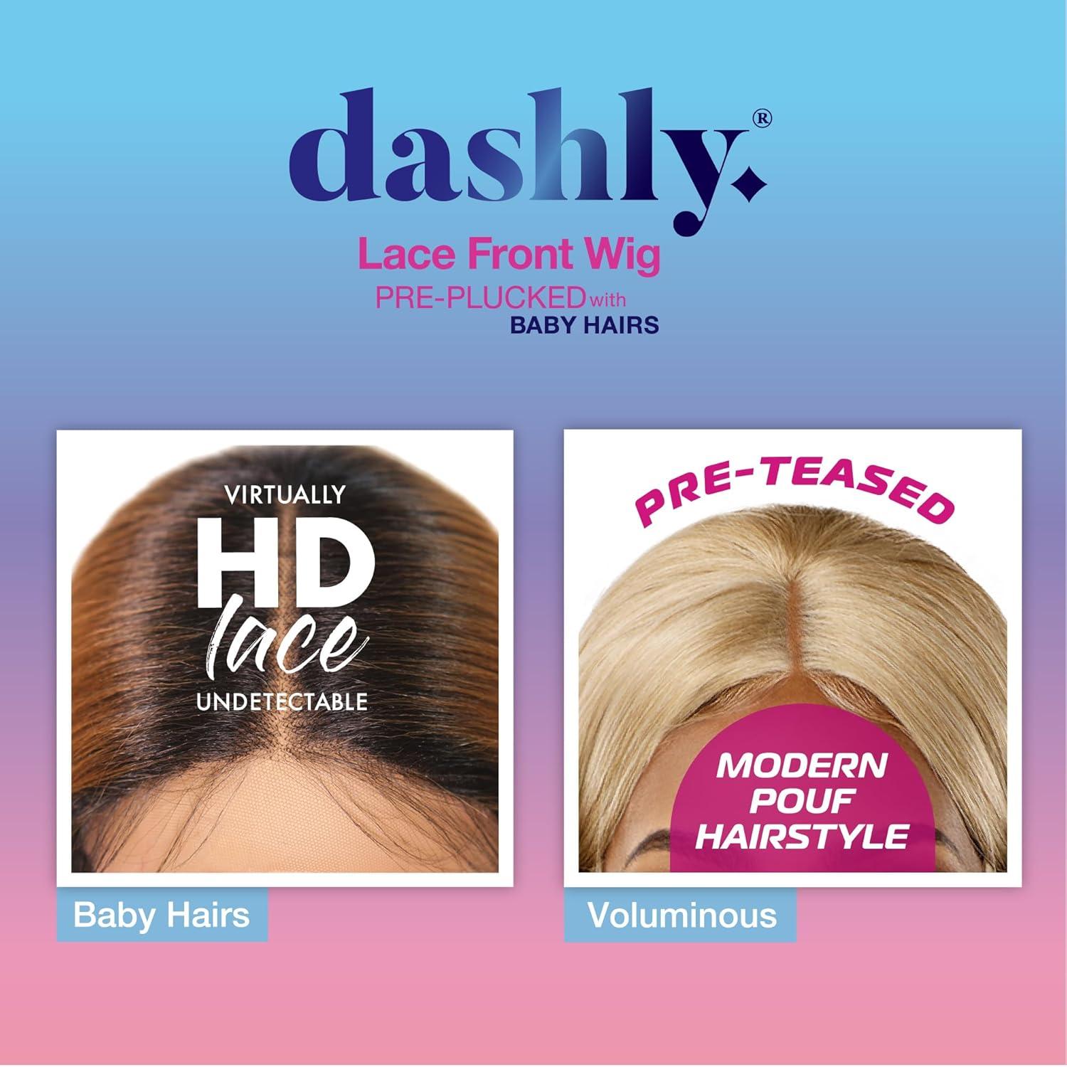 imageSensationnel Dashly Lace Front Wig Unit 49 Pre Teased Pouf Style Laceparting Ear to Ear Synthetic 1 JETBLACKPLATINUMBLONDE