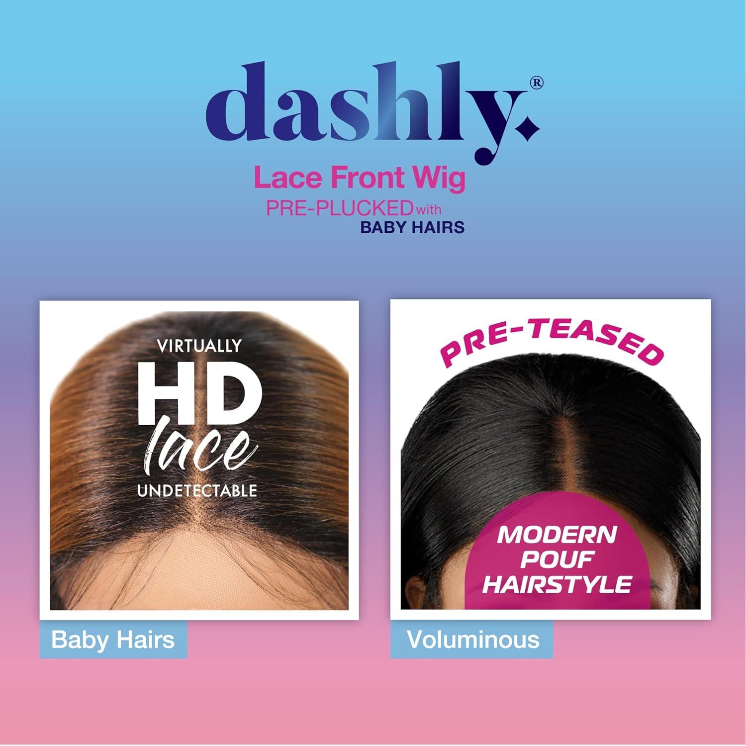 imageSensationnel Dashly Lace Front Wig Unit 50 Pre Teased Pouf Style Laceparting Ear to Ear Synthetic 1 JETBLACK1B OFFBLACK
