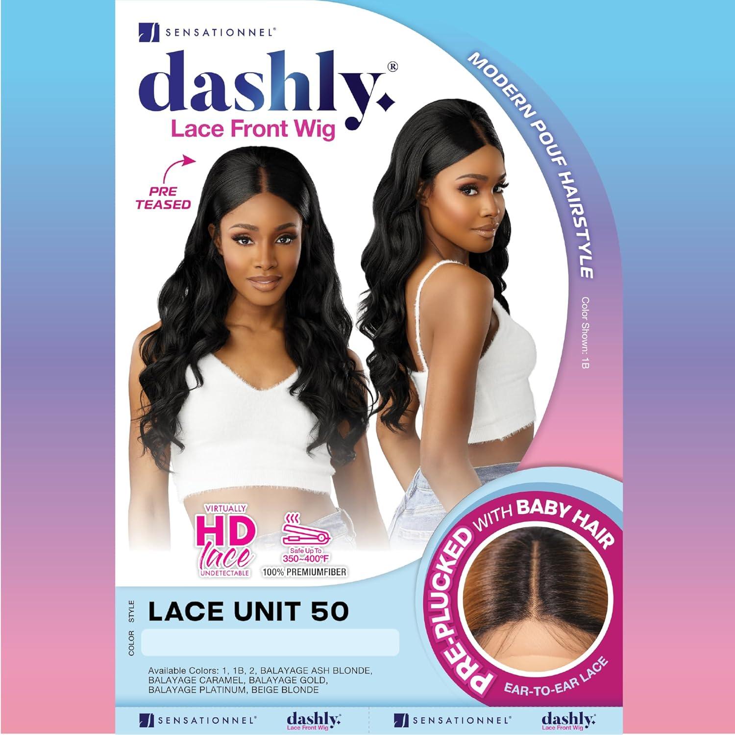 imageSensationnel Dashly Lace Front Wig Unit 50 Pre Teased Pouf Style Laceparting Ear to Ear Synthetic 1 JETBLACKBALAYAGECARAMEL