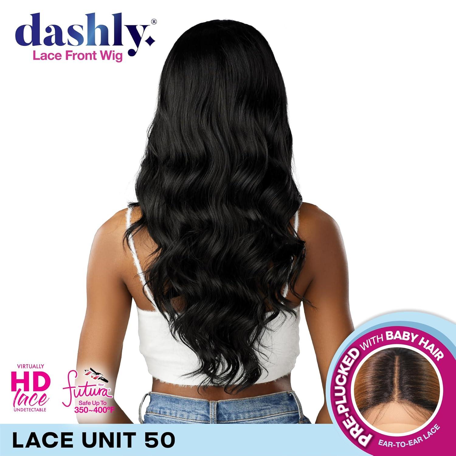 imageSensationnel Dashly Lace Front Wig Unit 50 Pre Teased Pouf Style Laceparting Ear to Ear Synthetic 1 JETBLACKBALAYAGEPLATINUM
