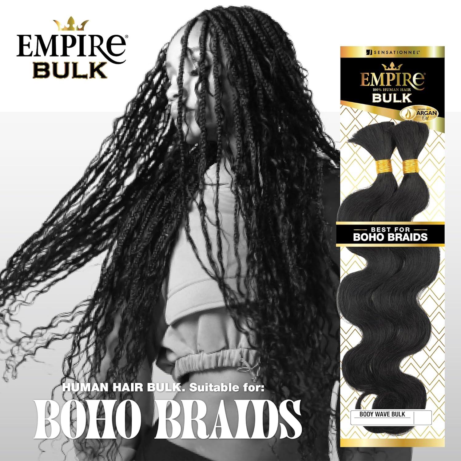 imageSensationnel Empire Bulk Braiding Body Wave Human Hair Braids for Knotless Boho Box or Curly Loose Wave Styles 18 inch 1 JETBLACK27 HONEYBLONDE