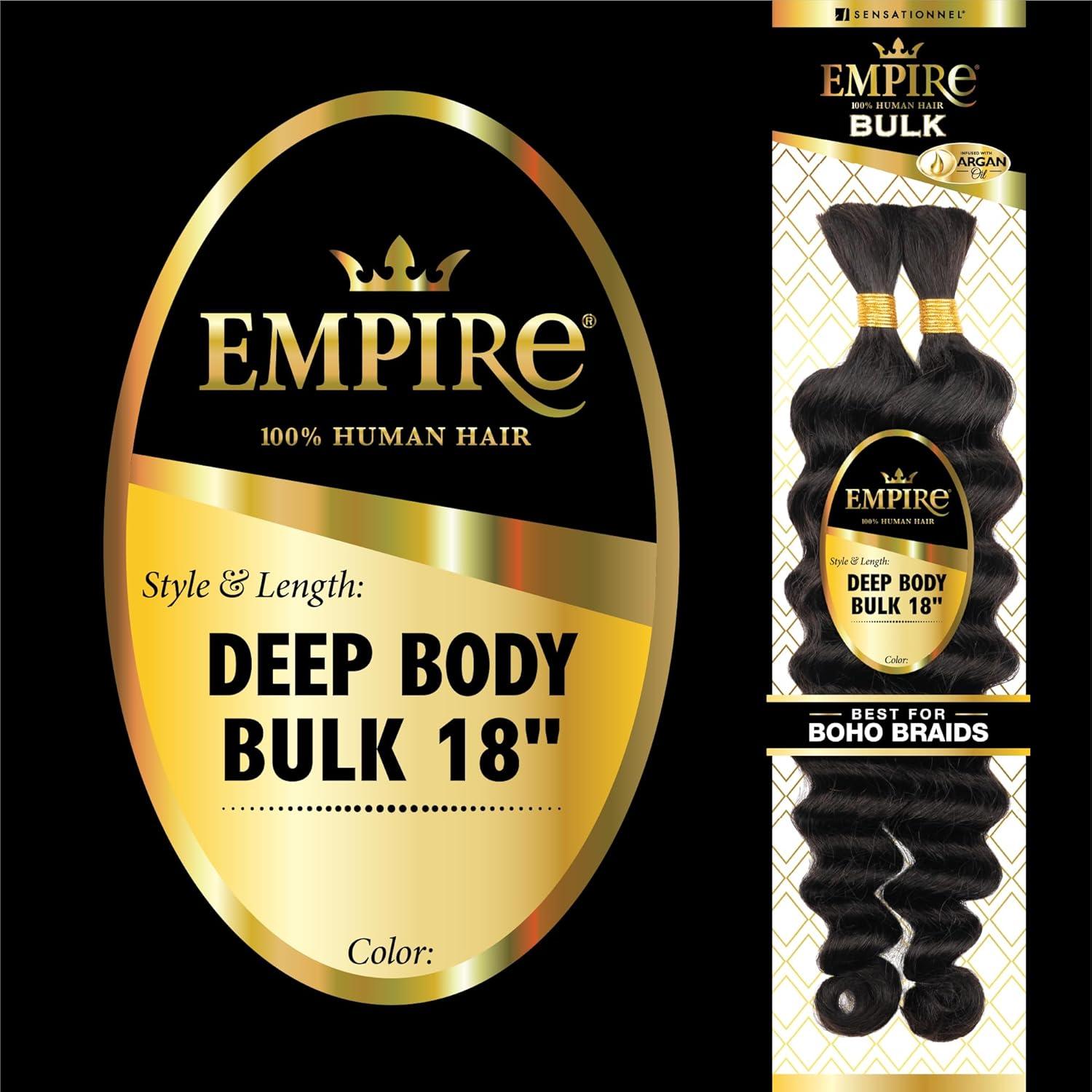 imageSensationnel Empire Bulk Braiding Deep Body Human Hair Braids for Knotless Boho Box or Curly Loosewave Styles 1 pack 14 inch 30 LIGHTAUBURN1B OFFBLACK
