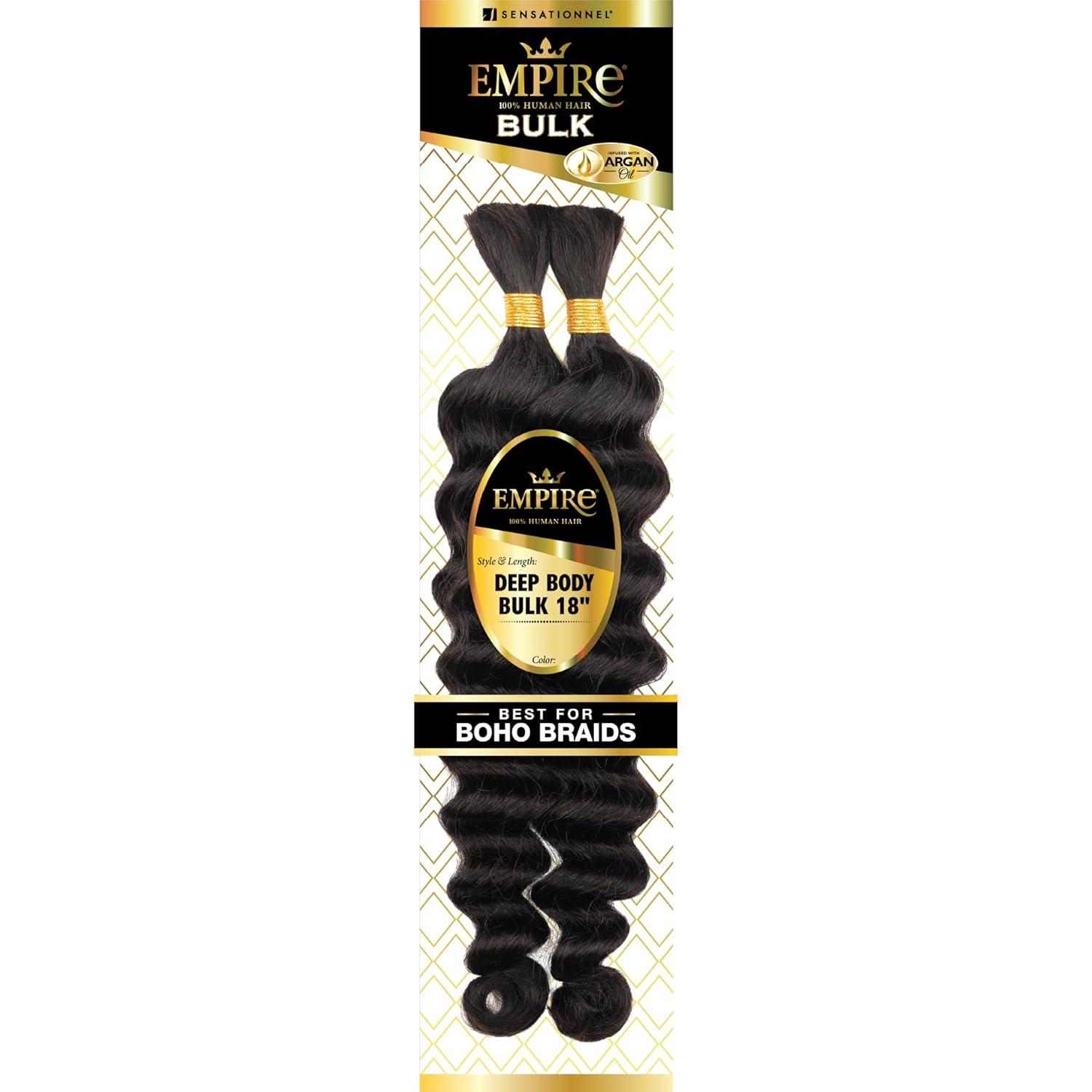 imageSensationnel Empire Bulk Braiding Deep Body Human Hair Braids for Knotless Boho Box or Curly Loosewave Styles 1 pack 14 inch 30 LIGHTAUBURN613 BLONDE