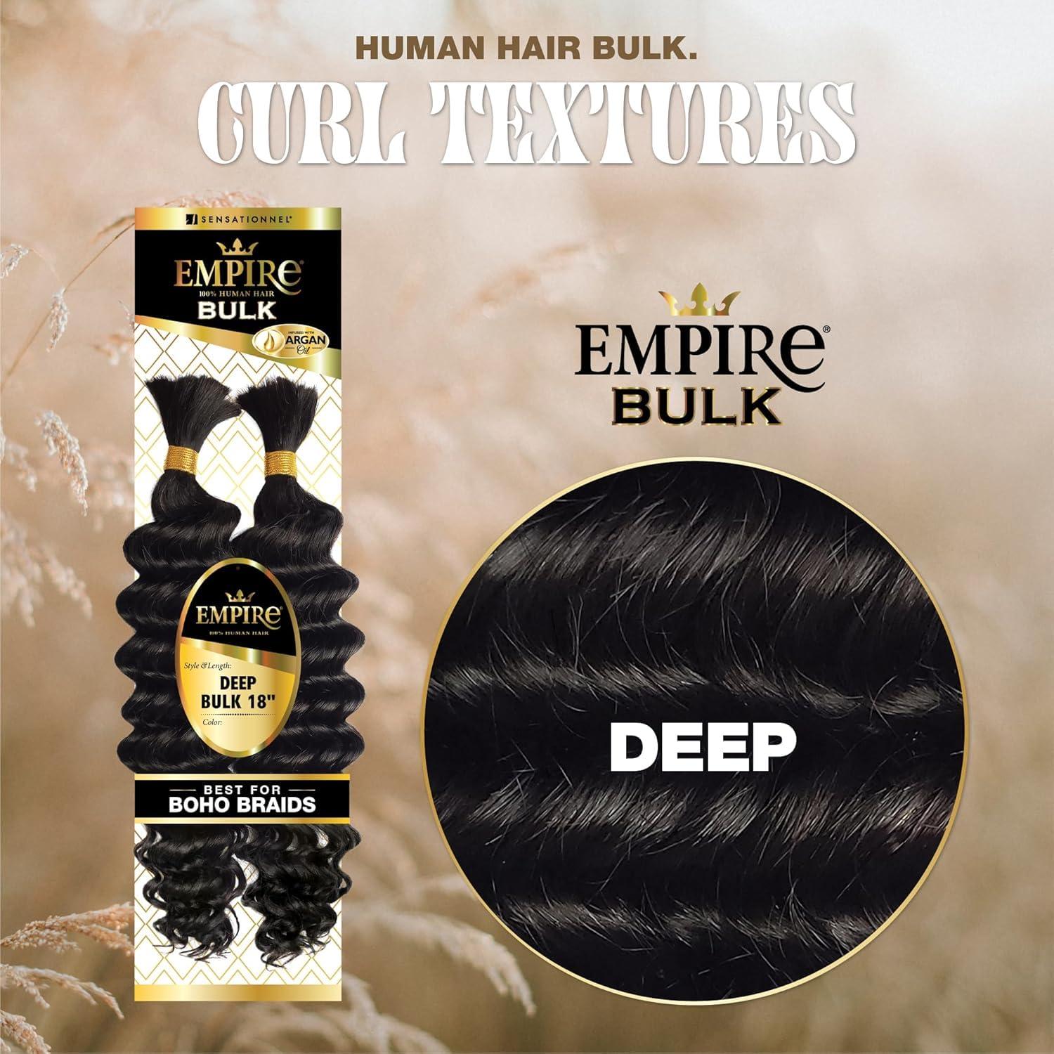 imageSensationnel Empire Bulk Braiding Deep Body Human Hair Braids for Knotless Boho Box or Curly Loosewave Styles 1 pack 14 inch 30 LIGHTAUBURNS1B27