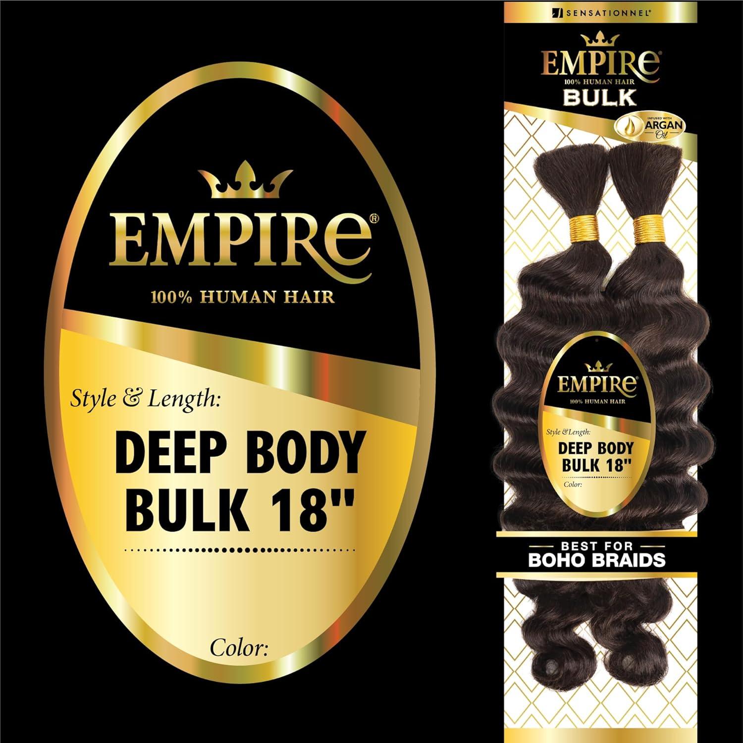 imageSensationnel Empire Bulk Braiding Deep Body Human Hair Braids for Knotless Boho Box or Curly Loosewave Styles 1 pack 14 inch 30 LIGHTAUBURNS27613