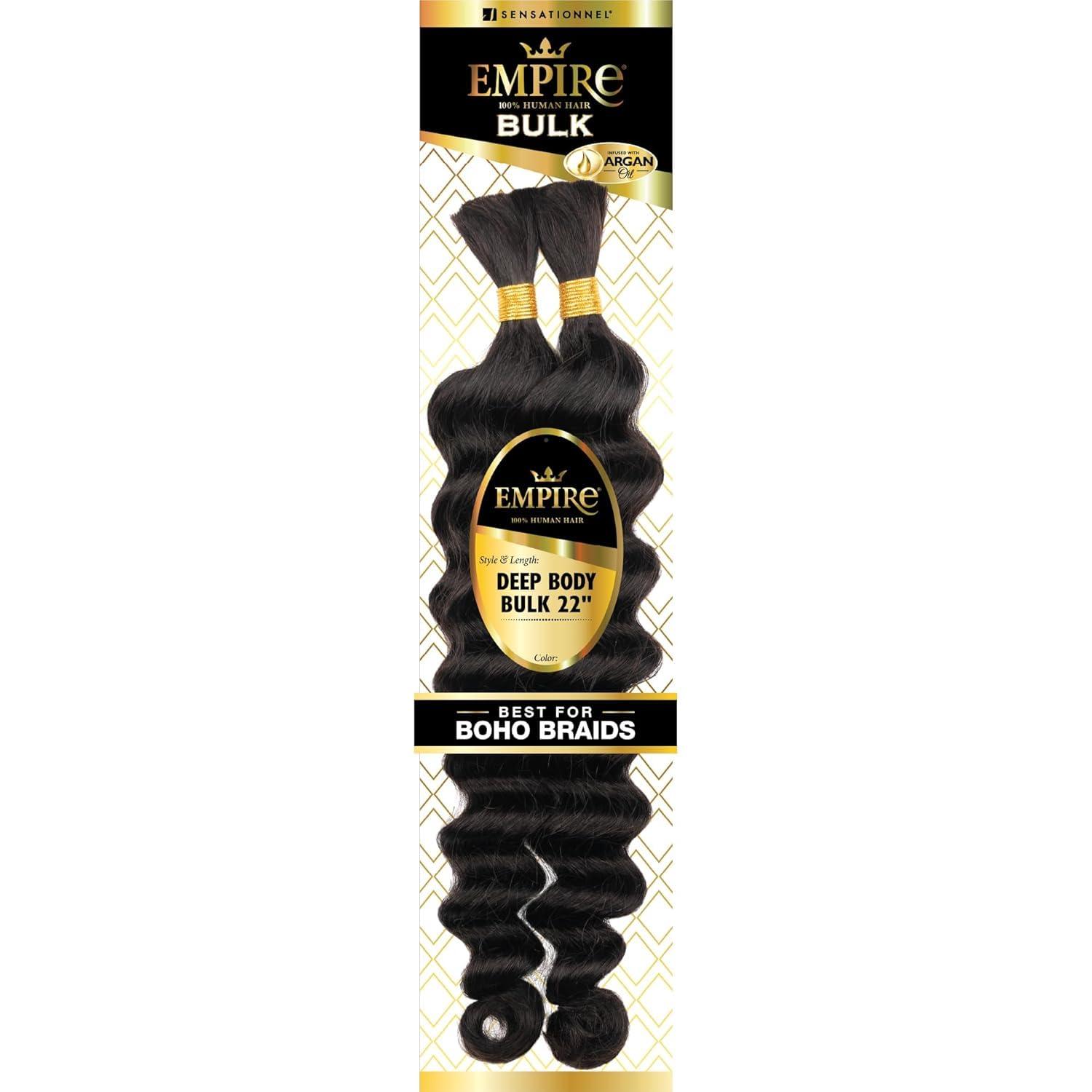 imageSensationnel Empire Bulk Braiding Deep Body Human Hair Braids for Knotless Boho Box or Curly Loosewave Styles 1 pack 14 inch 30 LIGHTAUBURNS42730