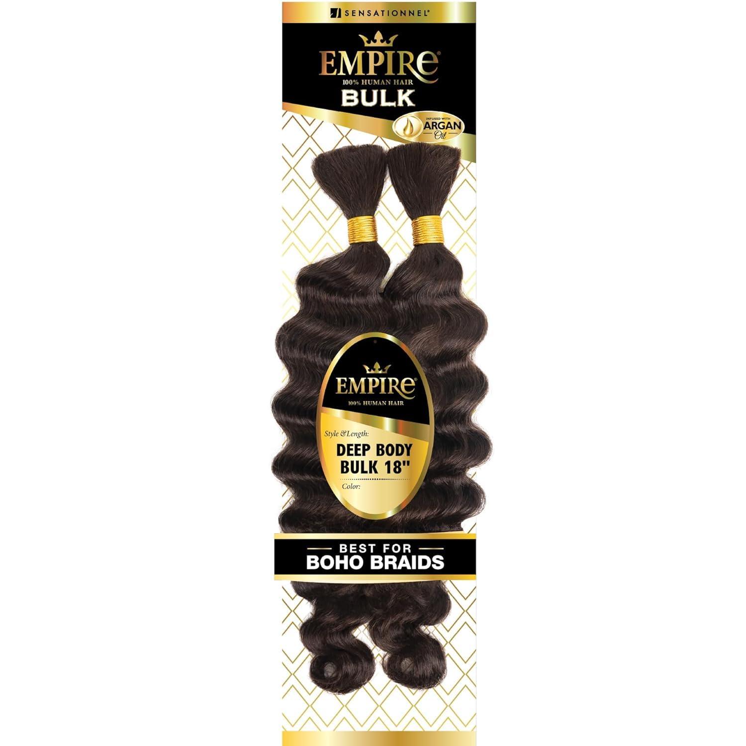 imageSensationnel Empire Bulk Braiding Deep Body Human Hair Braids for Knotless Boho Box or Curly Loosewave Styles 1 pack 14 inch 30 LIGHTAUBURNS430