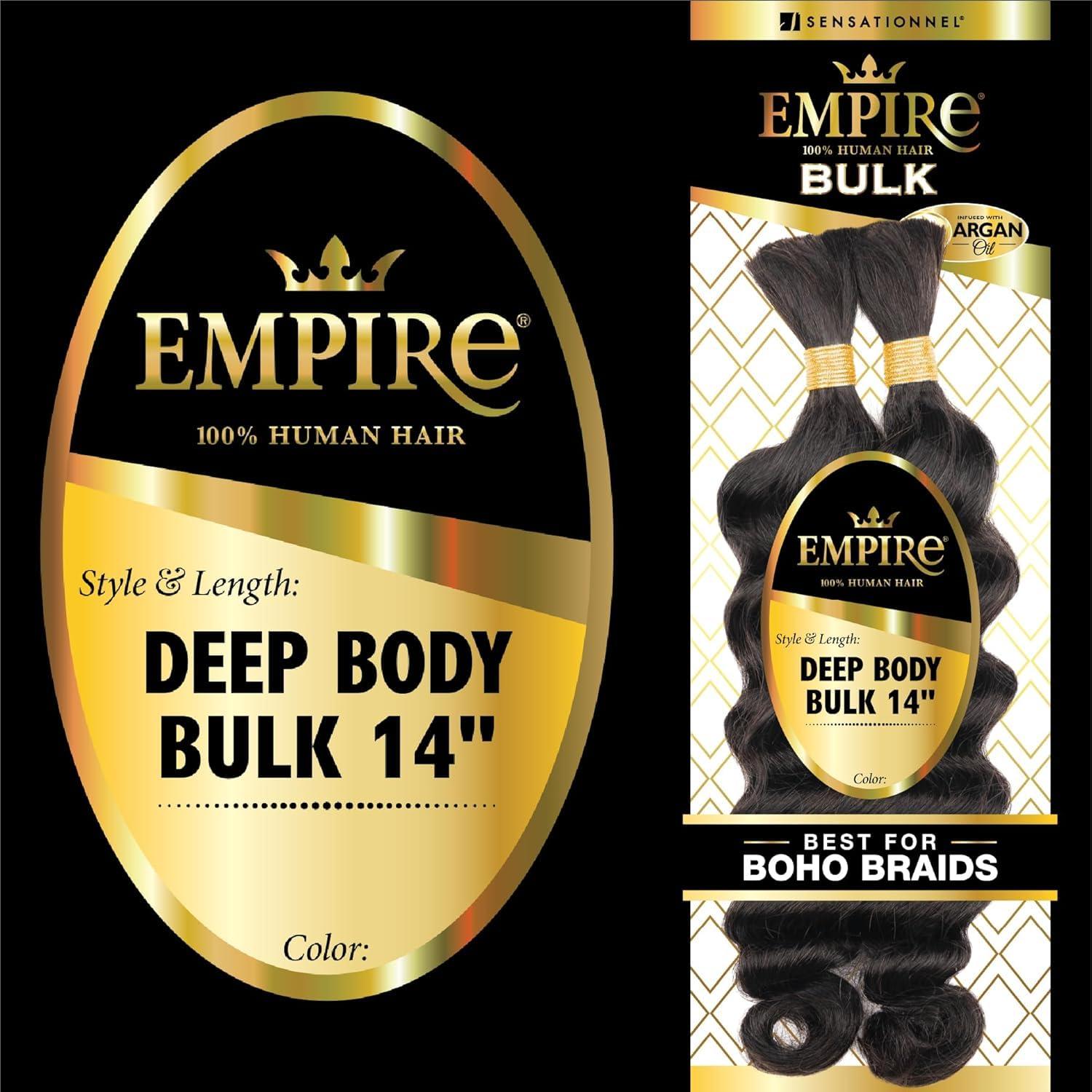 imageSensationnel Empire Bulk Braiding Deep Body Human Hair Braids for Knotless Boho Box or Curly Loosewave Styles 1 pack 14 inch 30 LIGHTAUBURNS430613