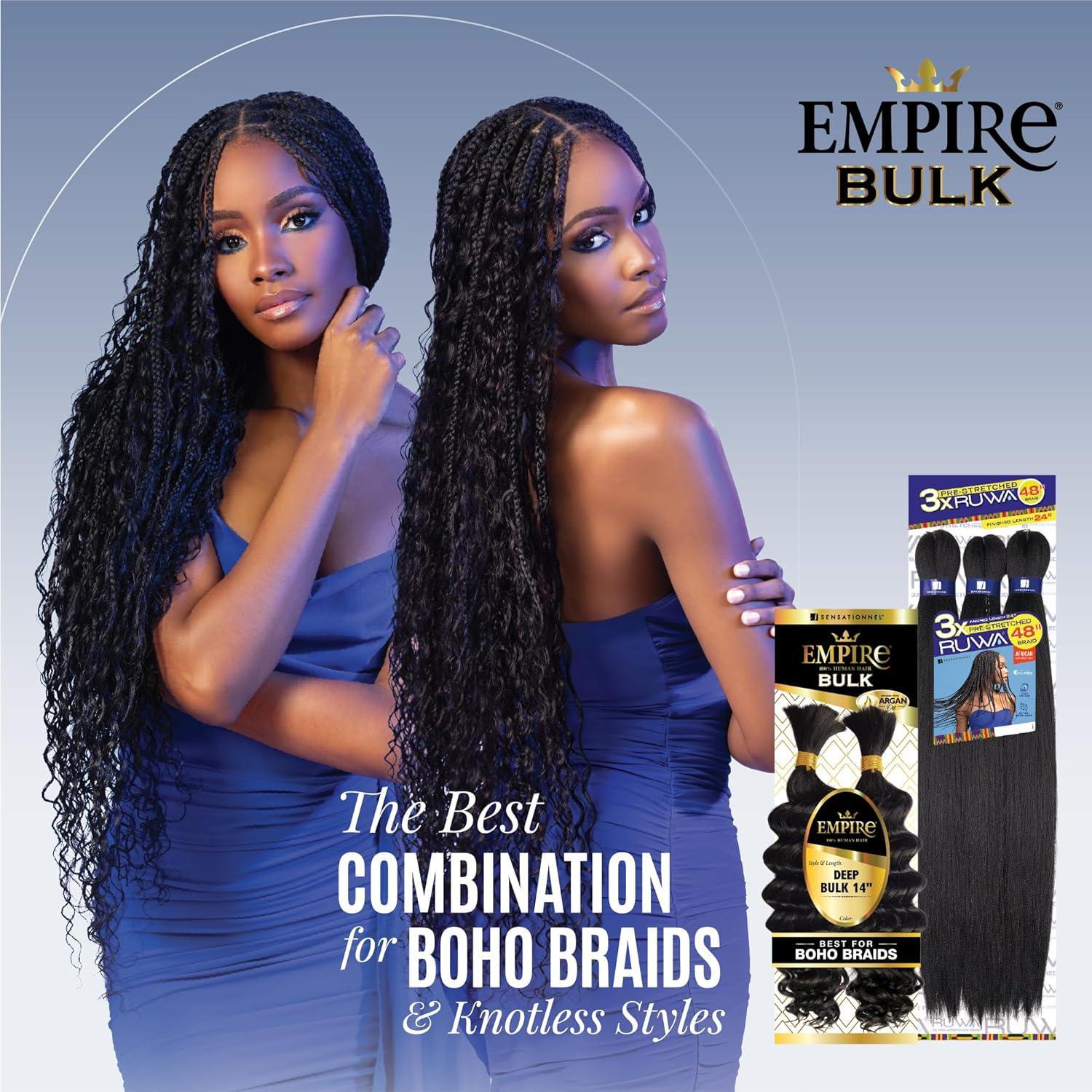 imageSensationnel Empire Bulk Braiding Deep Human Hair Braids for Knotless Boho Box or Curly Loose Wave Styles 1 pack 18 inch 2 DARKBROWN27 HONEYBLONDE