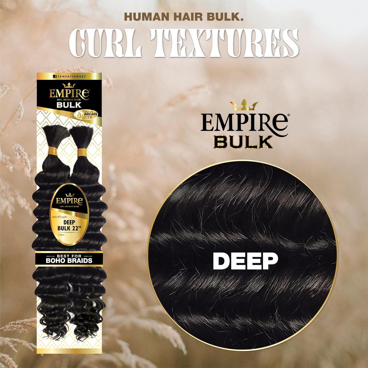 imageSensationnel Empire Bulk Braiding Deep Human Hair Braids for Knotless Boho Box or Curly Loose Wave Styles 1 pack 18 inch 2 DARKBROWN4 MEDBROWN
