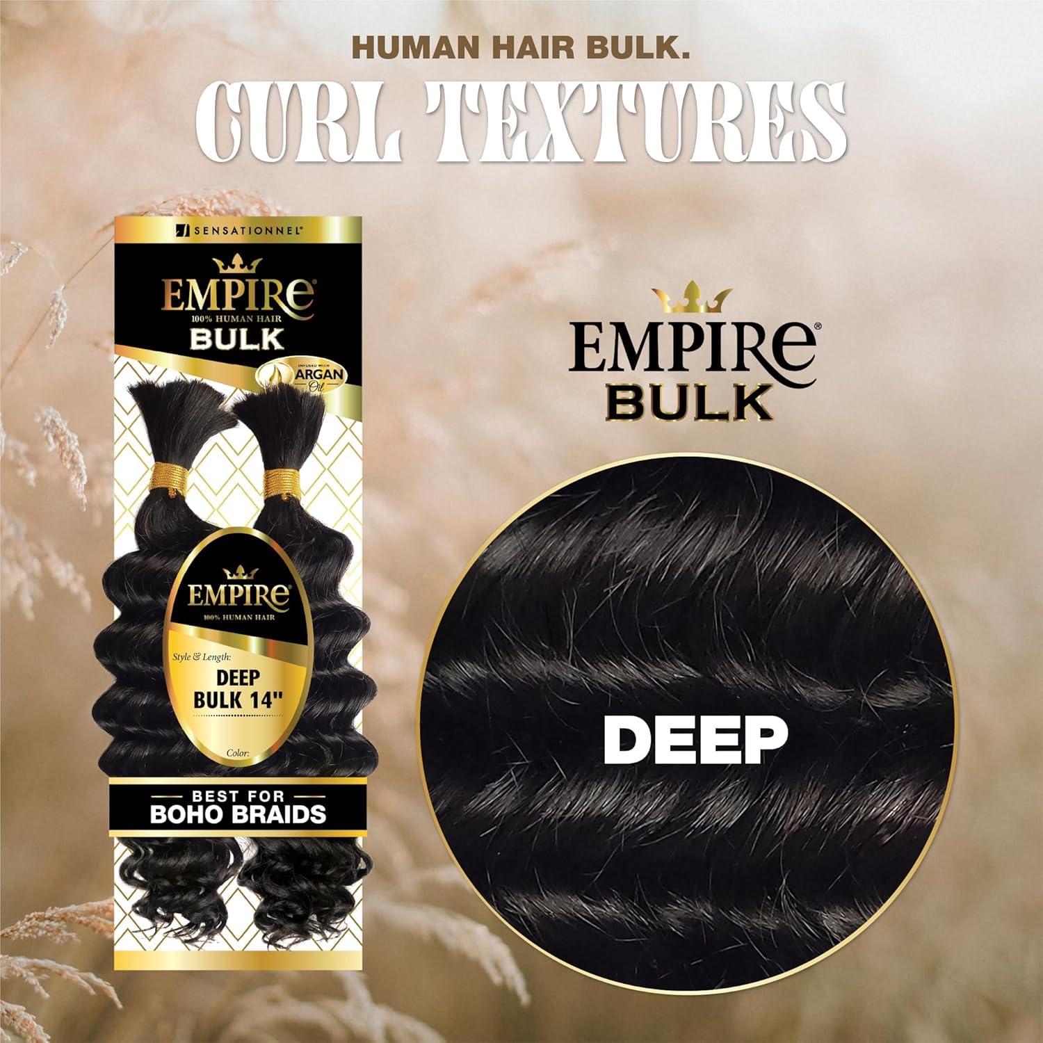 imageSensationnel Empire Bulk Braiding Deep Human Hair Braids for Knotless Boho Box or Curly Loose Wave Styles 1 pack 18 inch 2 DARKBROWNS1B30