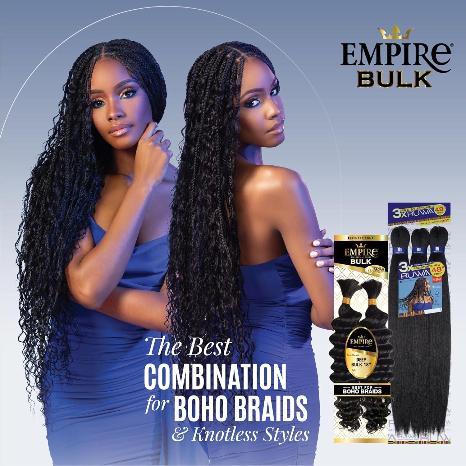 imageSensationnel Empire Bulk Braiding Deep Human Hair Braids for Knotless Boho Box or Curly Loose Wave Styles 1 pack 18 inch 2 DARKBROWNS430