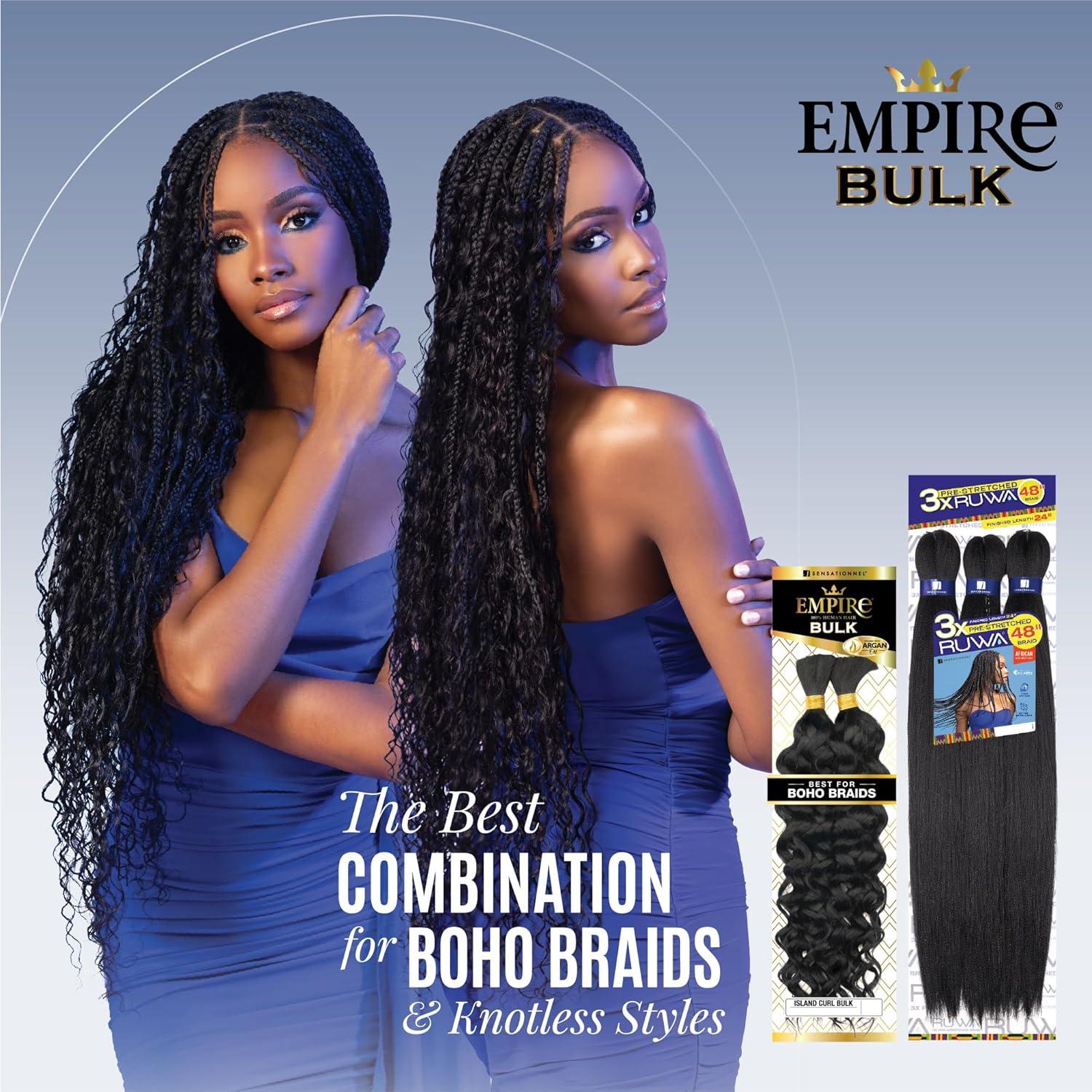 imageSensationnel Empire Bulk Braiding Island Curl Human Hair Braids for Knotless Boho Box or Curly Loose Wave Styles 18 inch 1 JETBLACK27 HONEYBLONDE