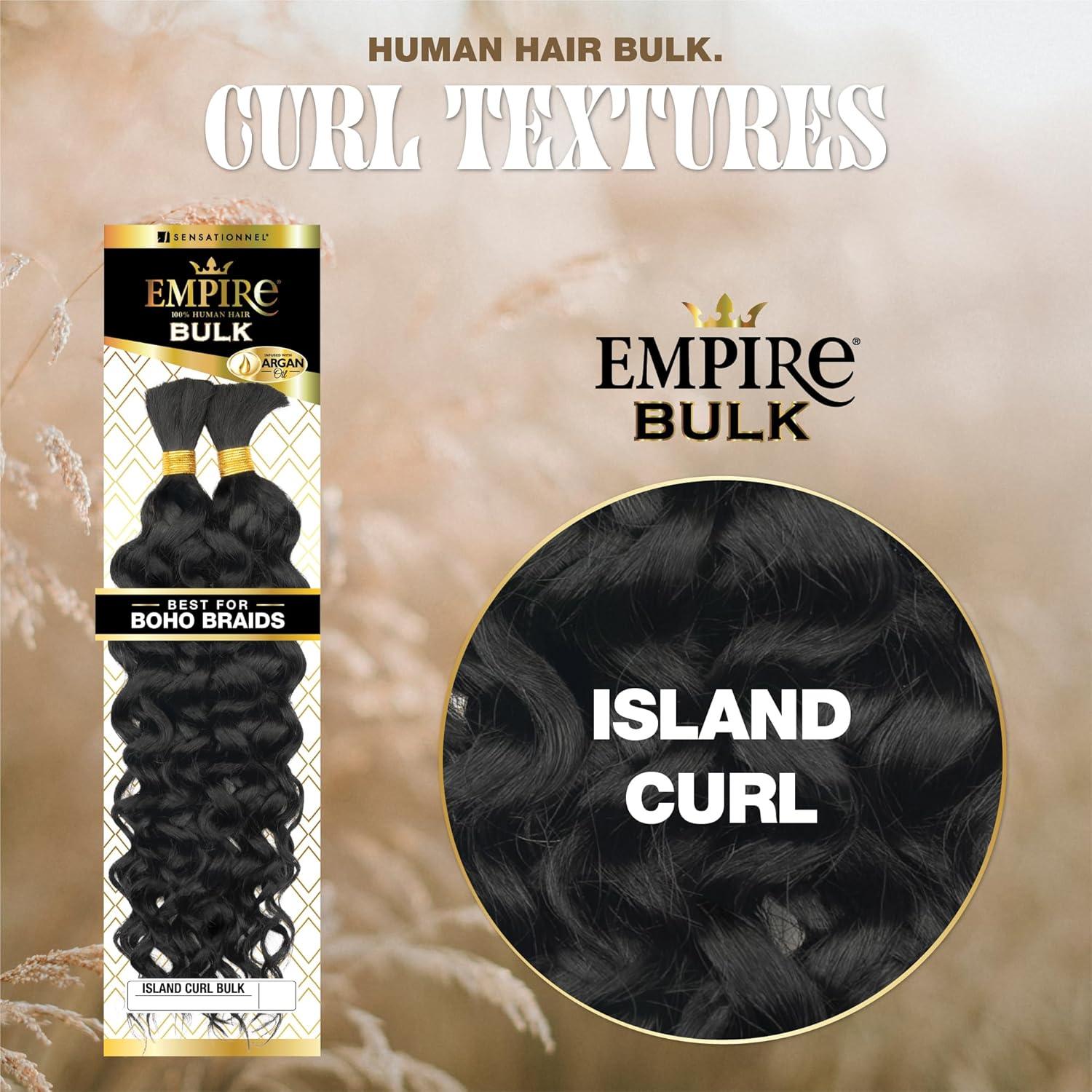 imageSensationnel Empire Bulk Braiding Island Curl Human Hair Braids for Knotless Boho Box or Curly Loose Wave Styles 18 inch 1 JETBLACK613 BLONDE