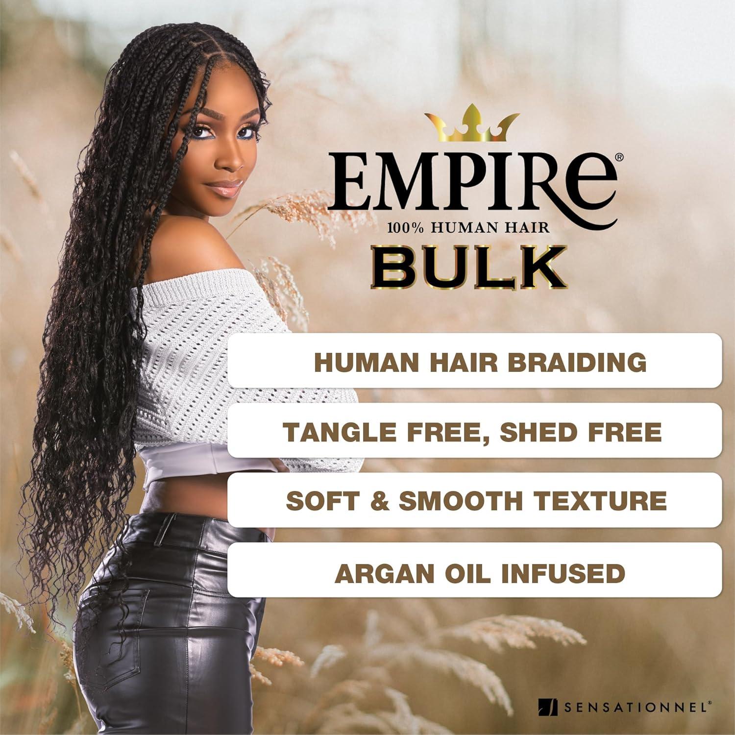 imageSensationnel Empire Bulk Braiding Water Wave Human Hair Braids for Knotless Boho Box or Curly Loosewave Styles 1 pack 18 inch 1 JETBLACK1 JETBLACK