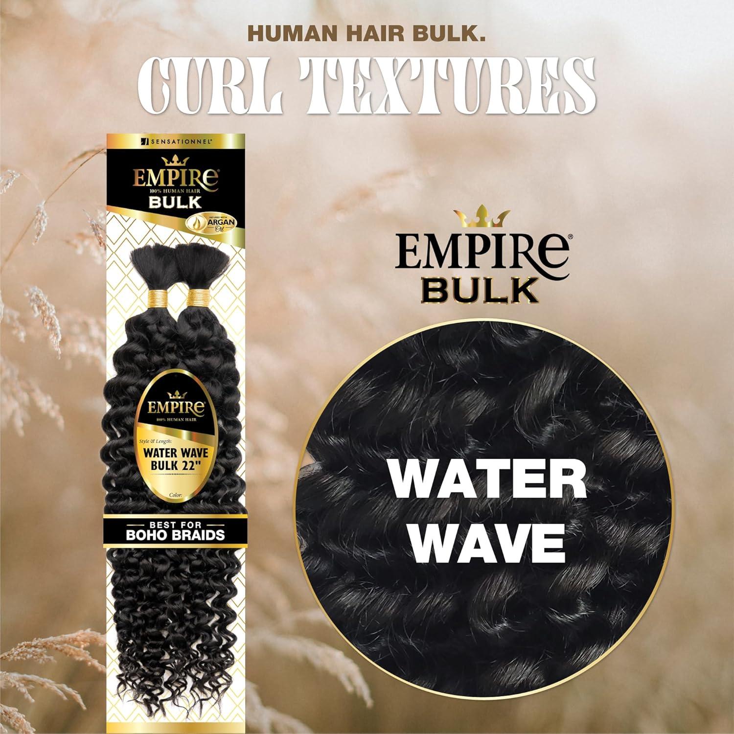 imageSensationnel Empire Bulk Braiding Water Wave Human Hair Braids for Knotless Boho Box or Curly Loosewave Styles 1 pack 18 inch 1 JETBLACK27 HONEYBLONDE