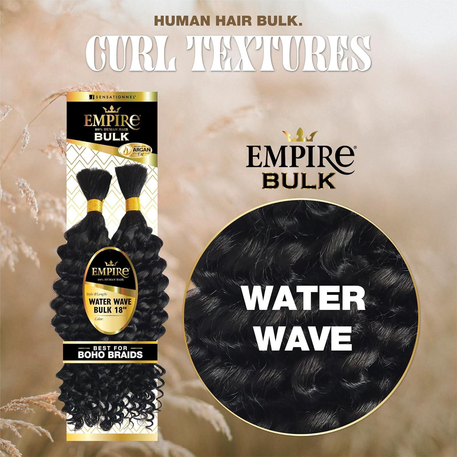 imageSensationnel Empire Bulk Braiding Water Wave Human Hair Braids for Knotless Boho Box or Curly Loosewave Styles 1 pack 18 inch 1 JETBLACK27 HONEYBLONDE