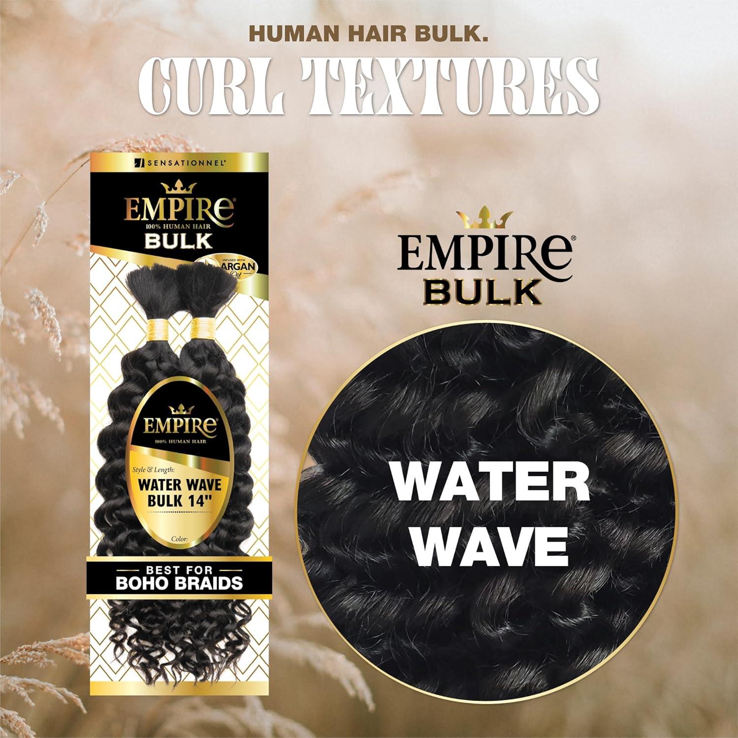 imageSensationnel Empire Bulk Braiding Water Wave Human Hair Braids for Knotless Boho Box or Curly Loosewave Styles 1 pack 18 inch 1 JETBLACK27 HONEYBLONDE