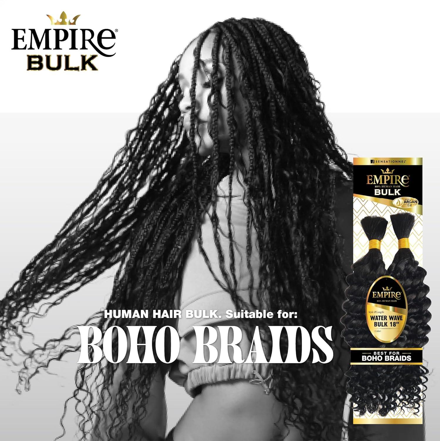 imageSensationnel Empire Bulk Braiding Water Wave Human Hair Braids for Knotless Boho Box or Curly Loosewave Styles 1 pack 18 inch 1 JETBLACK27 HONEYBLONDE