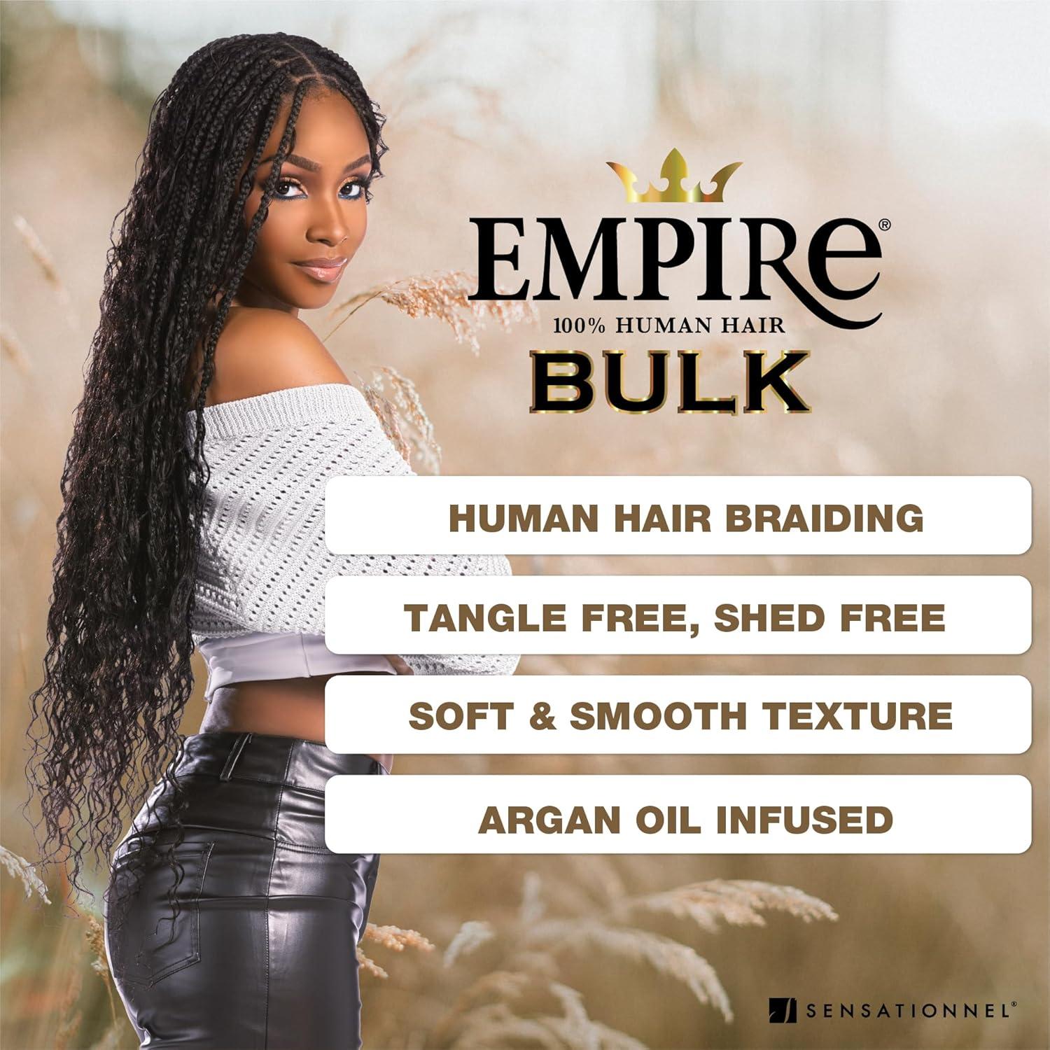imageSensationnel Empire Bulk Braiding Water Wave Human Hair Braids for Knotless Boho Box or Curly Loosewave Styles 1 pack 18 inch 1 JETBLACK27 HONEYBLONDE