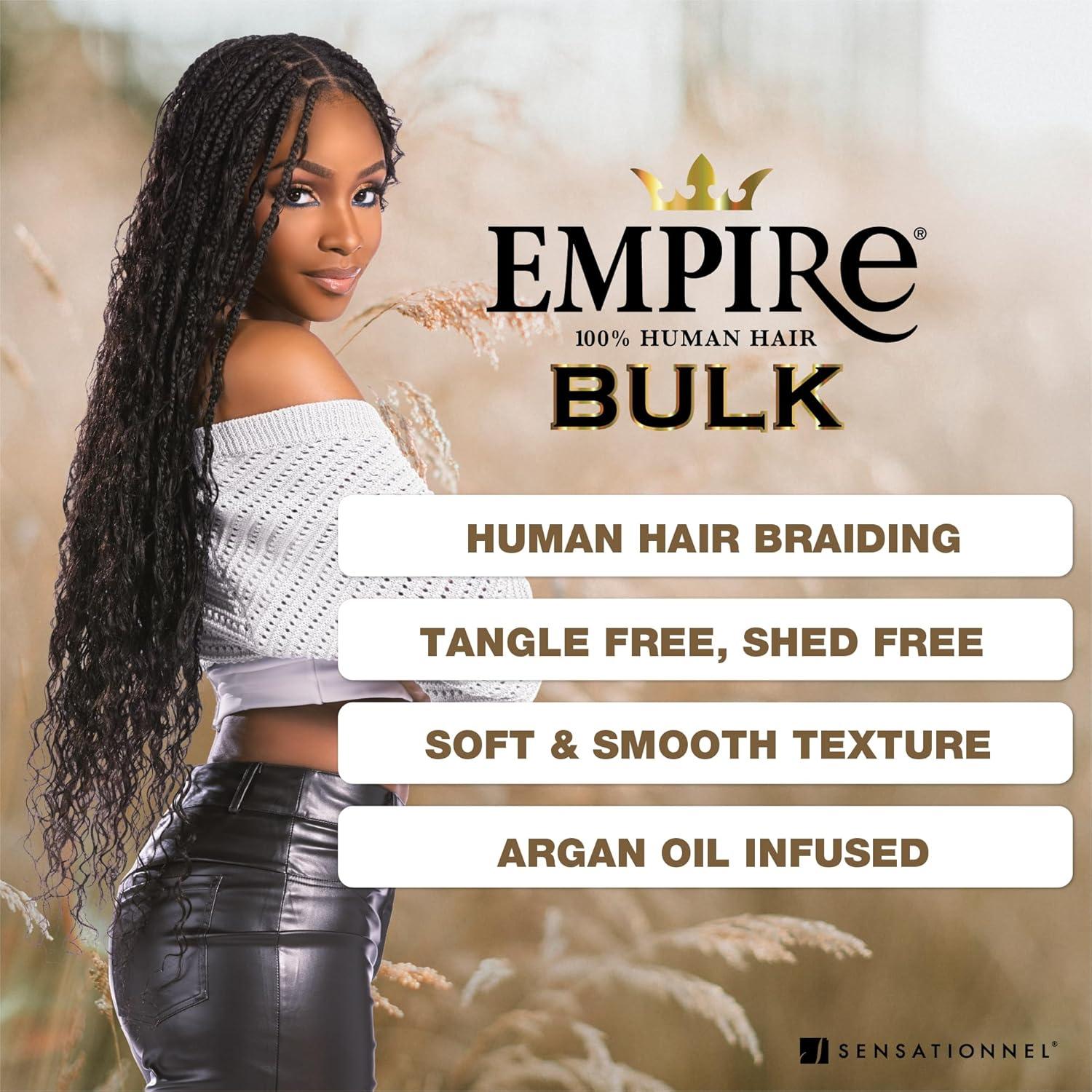 imageSensationnel Empire Bulk Braiding Water Wave Human Hair Braids for Knotless Boho Box or Curly Loosewave Styles 1 pack 18 inch 1 JETBLACK30 LIGHTAUBURN