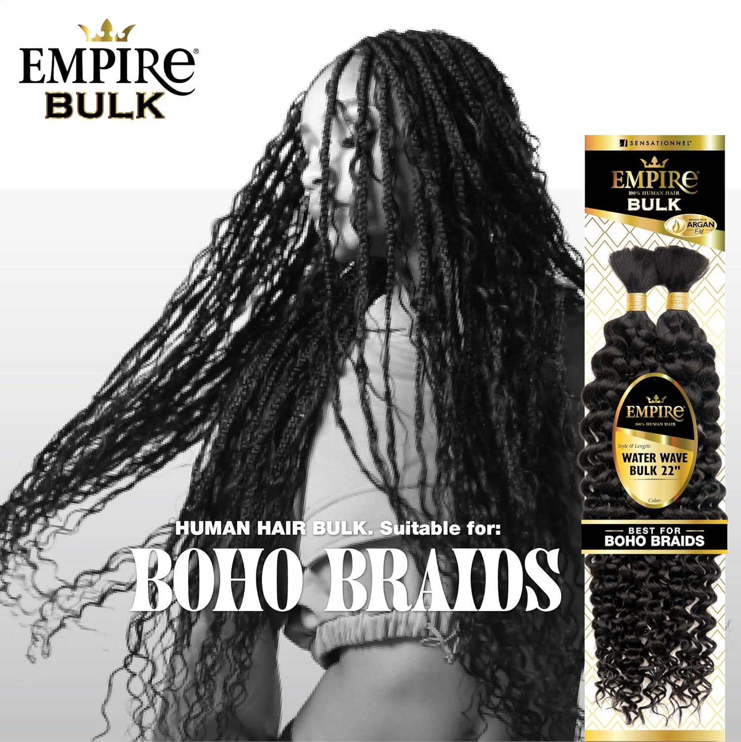 imageSensationnel Empire Bulk Braiding Water Wave Human Hair Braids for Knotless Boho Box or Curly Loosewave Styles 1 pack 18 inch 1 JETBLACK30 LIGHTAUBURN