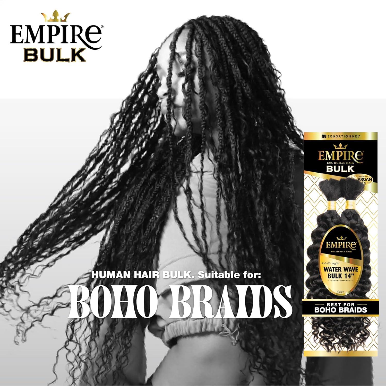 imageSensationnel Empire Bulk Braiding Water Wave Human Hair Braids for Knotless Boho Box or Curly Loosewave Styles 1 pack 18 inch 1 JETBLACKBG BURGANDY