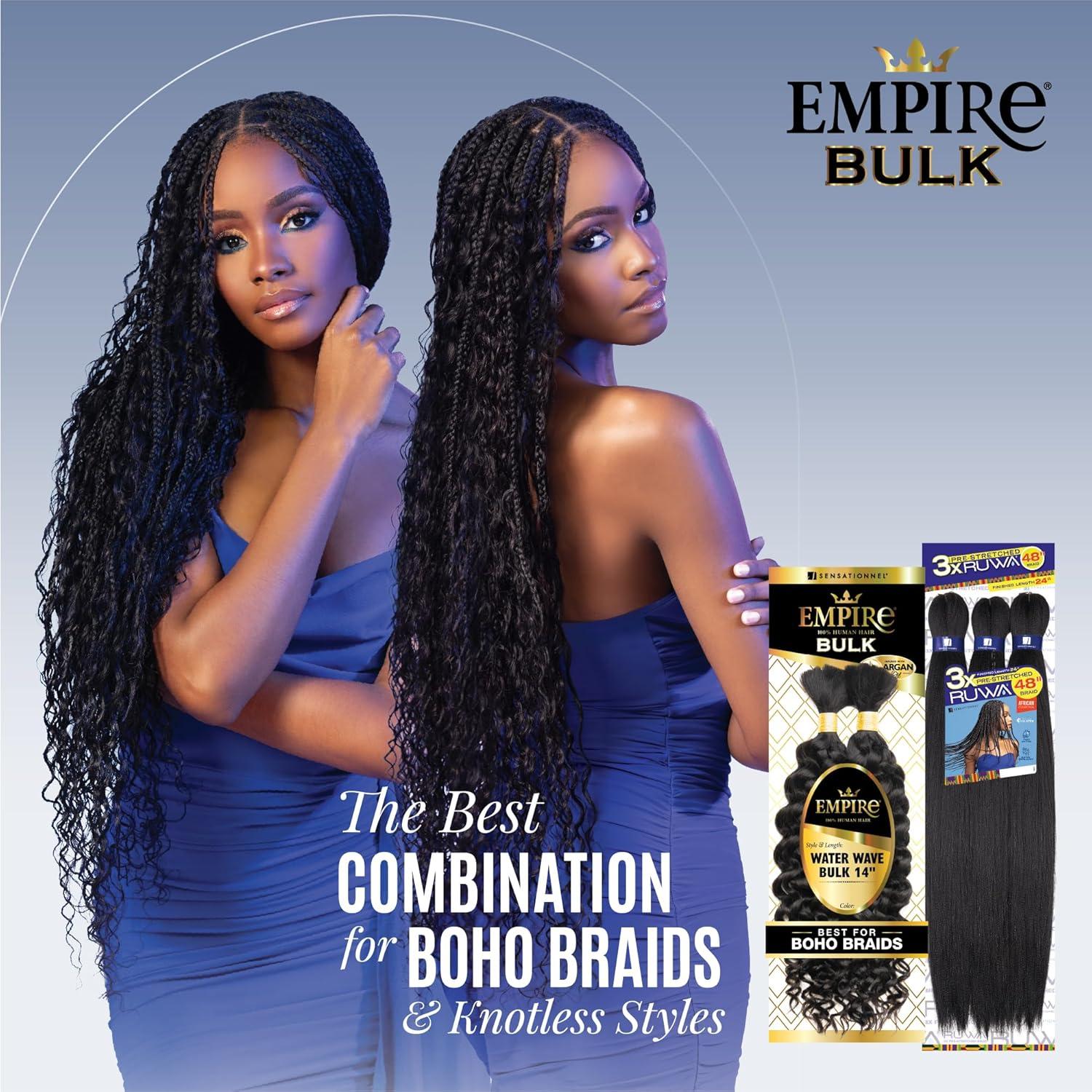 imageSensationnel Empire Bulk Braiding Water Wave Human Hair Braids for Knotless Boho Box or Curly Loosewave Styles 1 pack 18 inch 1 JETBLACKRED