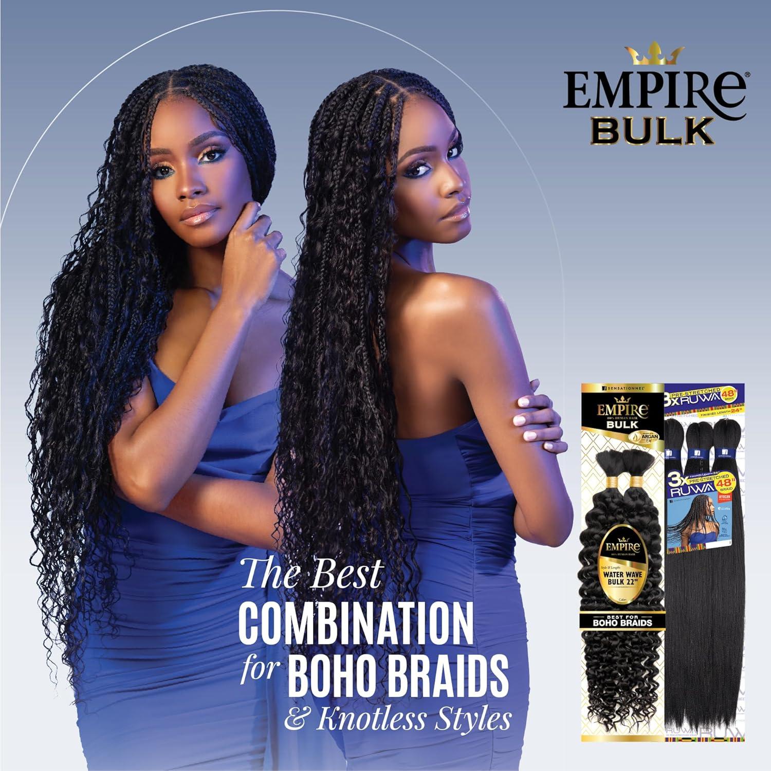 imageSensationnel Empire Bulk Braiding Water Wave Human Hair Braids for Knotless Boho Box or Curly Loosewave Styles 1 pack 18 inch 1 JETBLACKRED