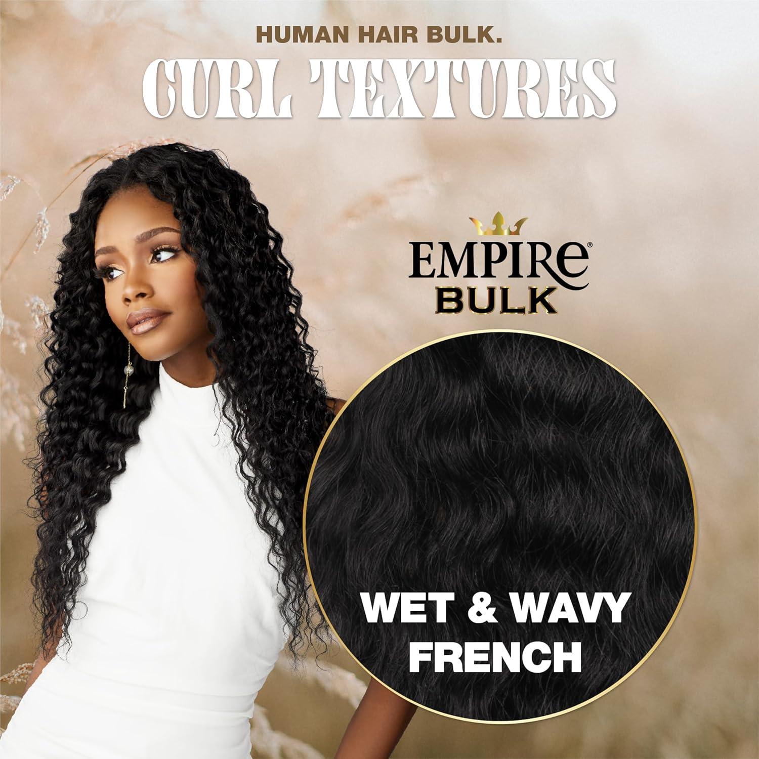 imageSensationnel Empire Bulk Braiding Wet and Wavy French Human Hair Braids for Knotless Boho Box or Curly Loose Wave Styles 18 inch 1 JETBLACK1B OFFBLACK