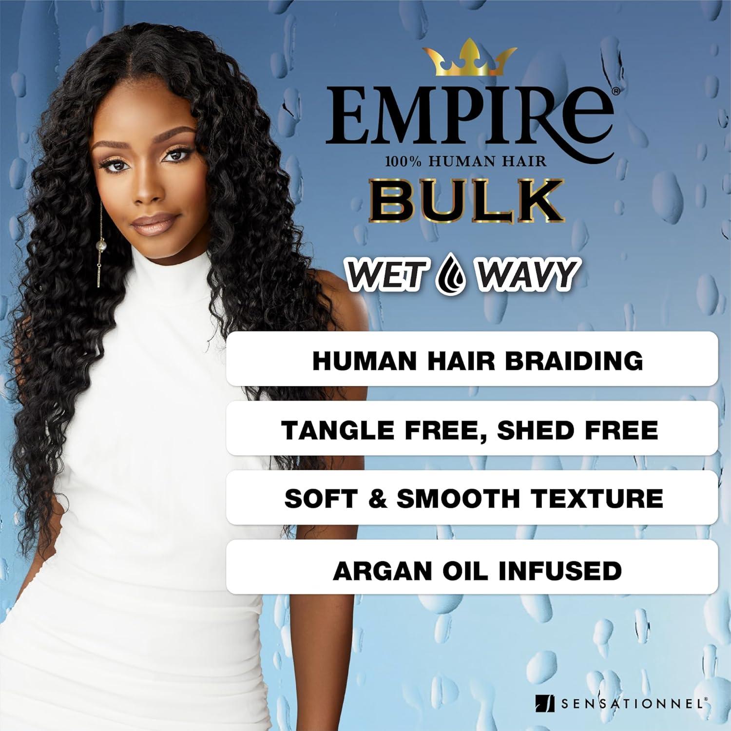 imageSensationnel Empire Bulk Braiding Wet and Wavy French Human Hair Braids for Knotless Boho Box or Curly Loose Wave Styles 18 inch 1 JETBLACK1B OFFBLACK