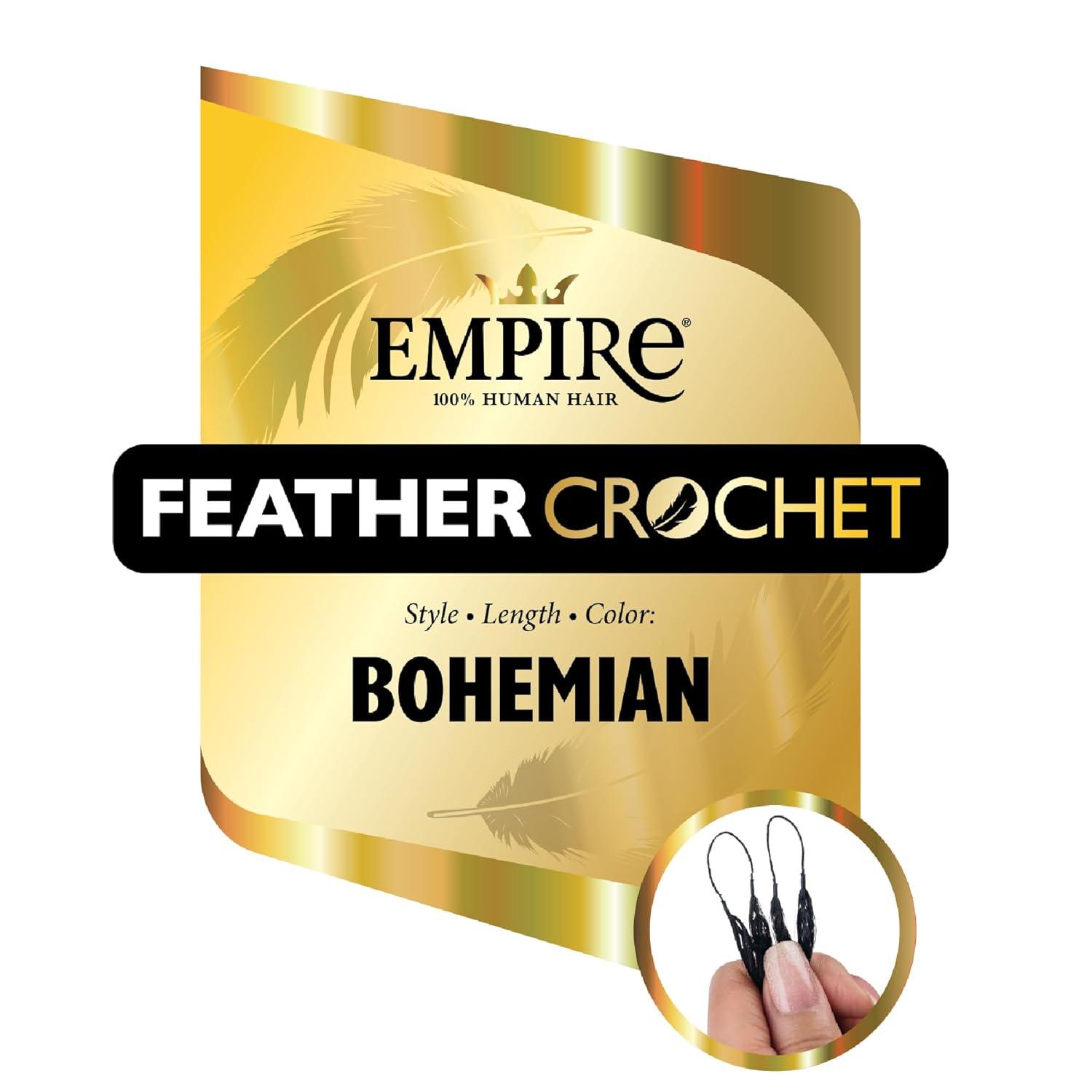 imageSensationnel Empire Feather Crochet Braiding Hair Bohemian Human Hair for Boho Braids amp Miracle Knots PreSeparated Strands 14 inch 1 JETBLACK2 DARKBROWN