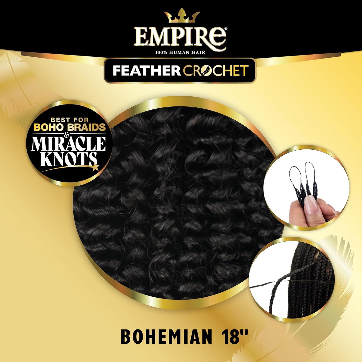 imageSensationnel Empire Feather Crochet Braiding Hair Bohemian Human Hair for Boho Braids amp Miracle Knots PreSeparated Strands 14 inch 1 JETBLACK2 DARKBROWN
