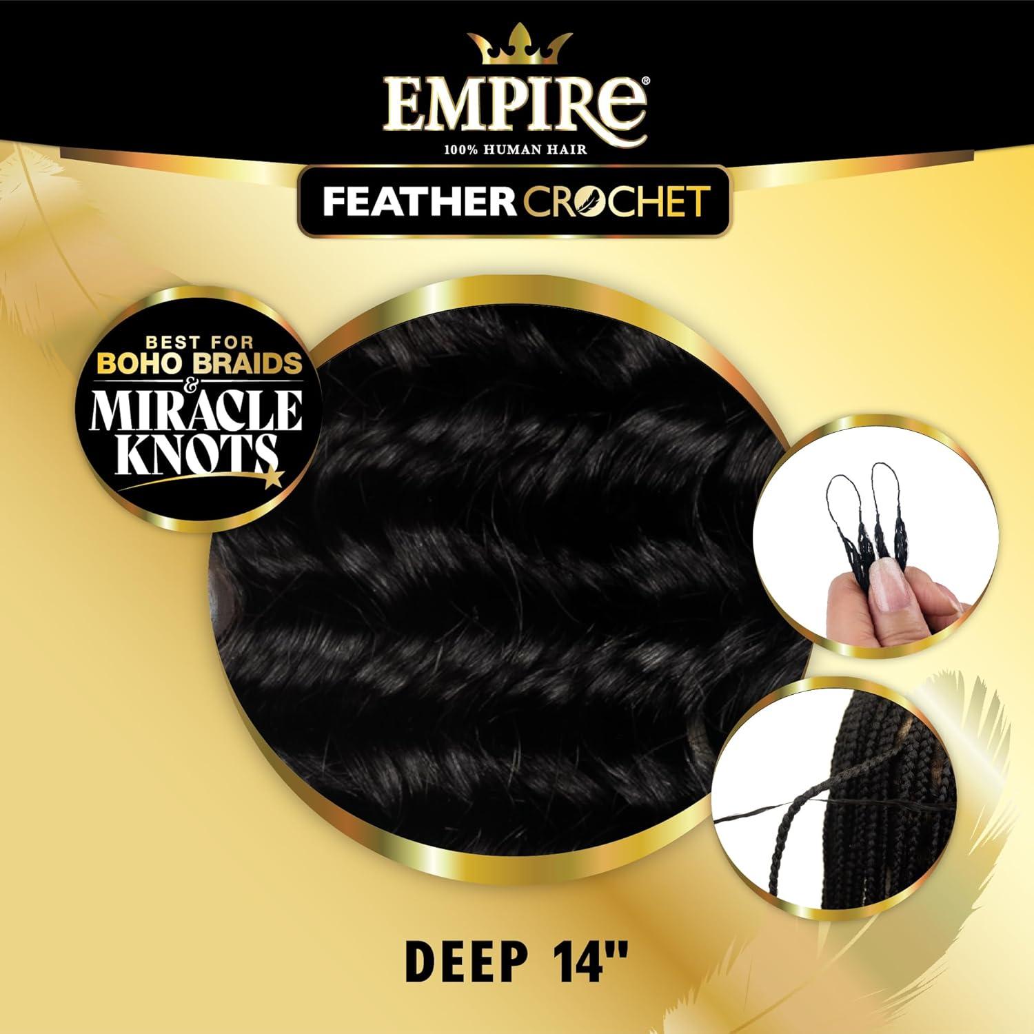 imageSensationnel Empire Feather Crochet Braiding Hair Deep Human Hair for Boho Braids amp Miracle Knots PreSeparated Strands 14 inch 1 JETBLACK2 DARKBROWN