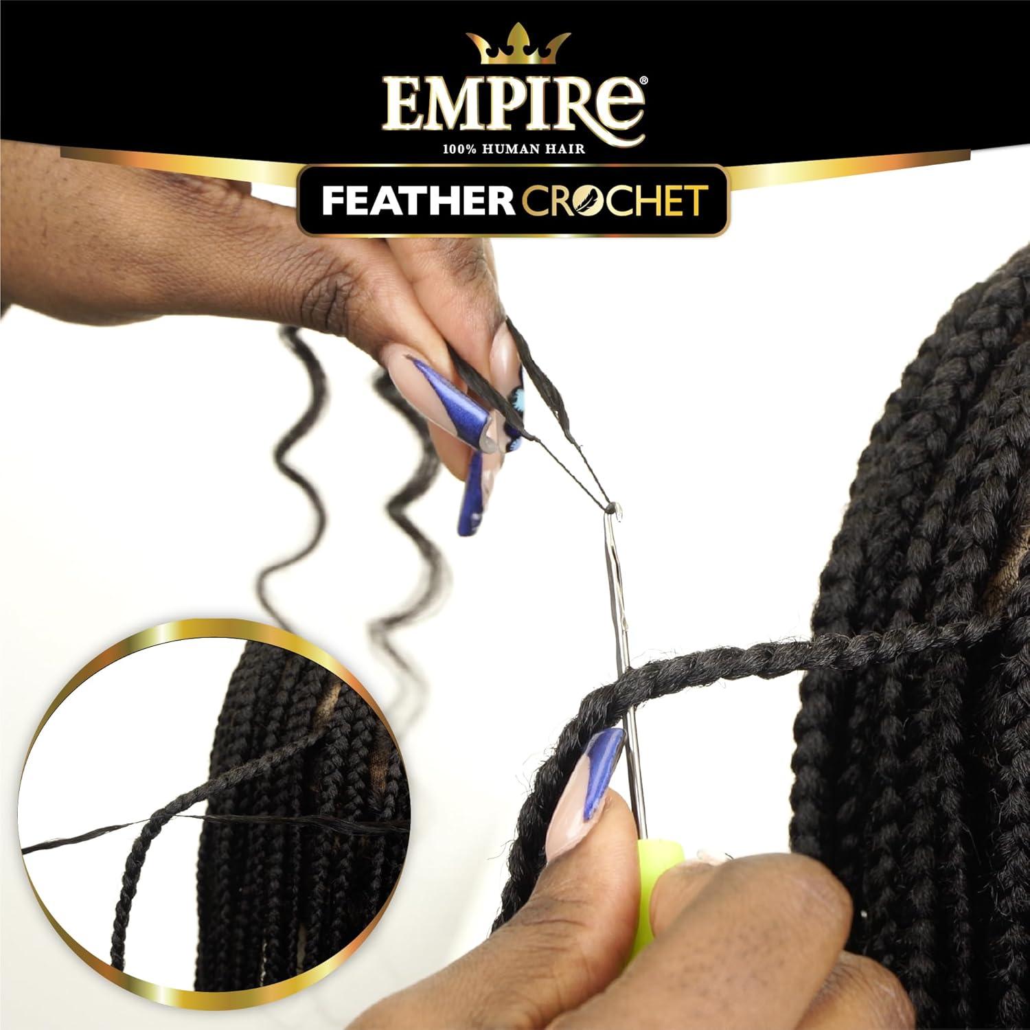 imageSensationnel Empire Feather Crochet Braiding Hair Jerry Curl Human Hair for Boho Braids amp Miracle Knots PreSeparated Strands 14 inch 1 JETBLACK1B OFFBLACK