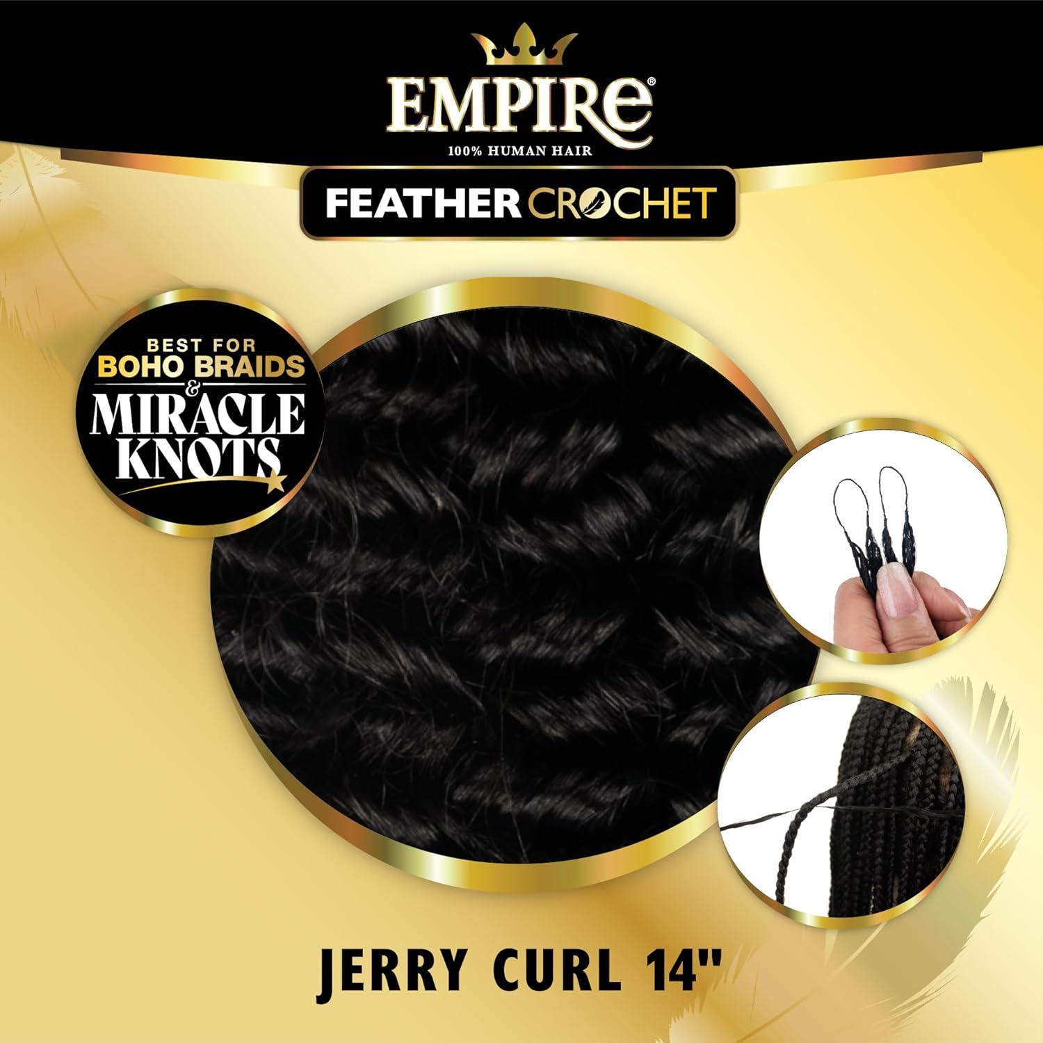imageSensationnel Empire Feather Crochet Braiding Hair Jerry Curl Human Hair for Boho Braids amp Miracle Knots PreSeparated Strands 14 inch 1 JETBLACK1B OFFBLACK