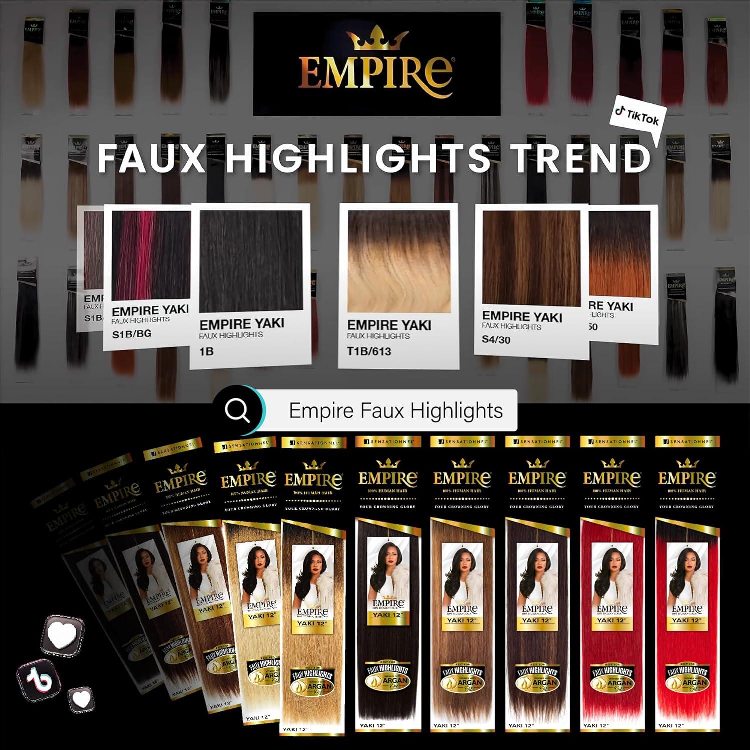 imageSensationnel Empire yaki human hair Tangle Free Weaving for Quick Weave and Sew in Styles for Faux Highlights and Fauxmiddlepart Leave Out 1 Pack 18 inch 1B OFFBLACKS1B30
