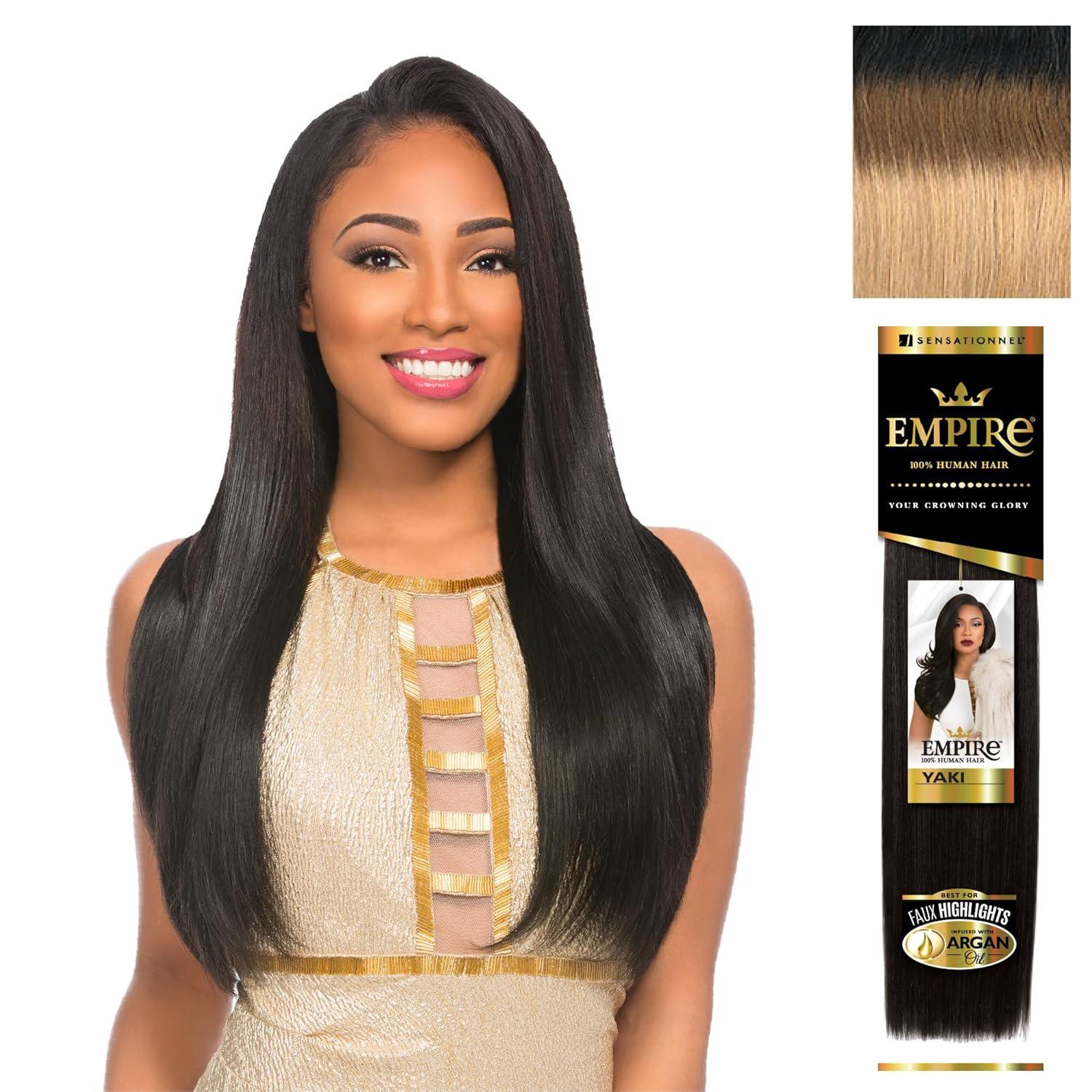imageSensationnel Empire yaki human hair Tangle Free Weaving for Quick Weave and Sew in Styles for Faux Highlights and Fauxmiddlepart Leave Out 1 Pack 18 inch 1B OFFBLACKT23027